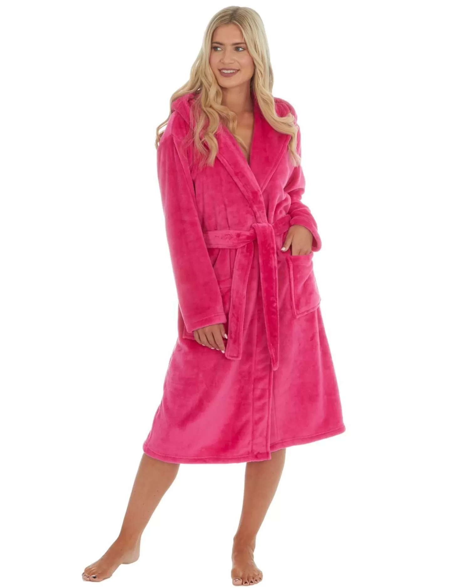 Forever Dreaming Dressing Gowns | Womens Hooded Dressing Gown - Hot Pink
