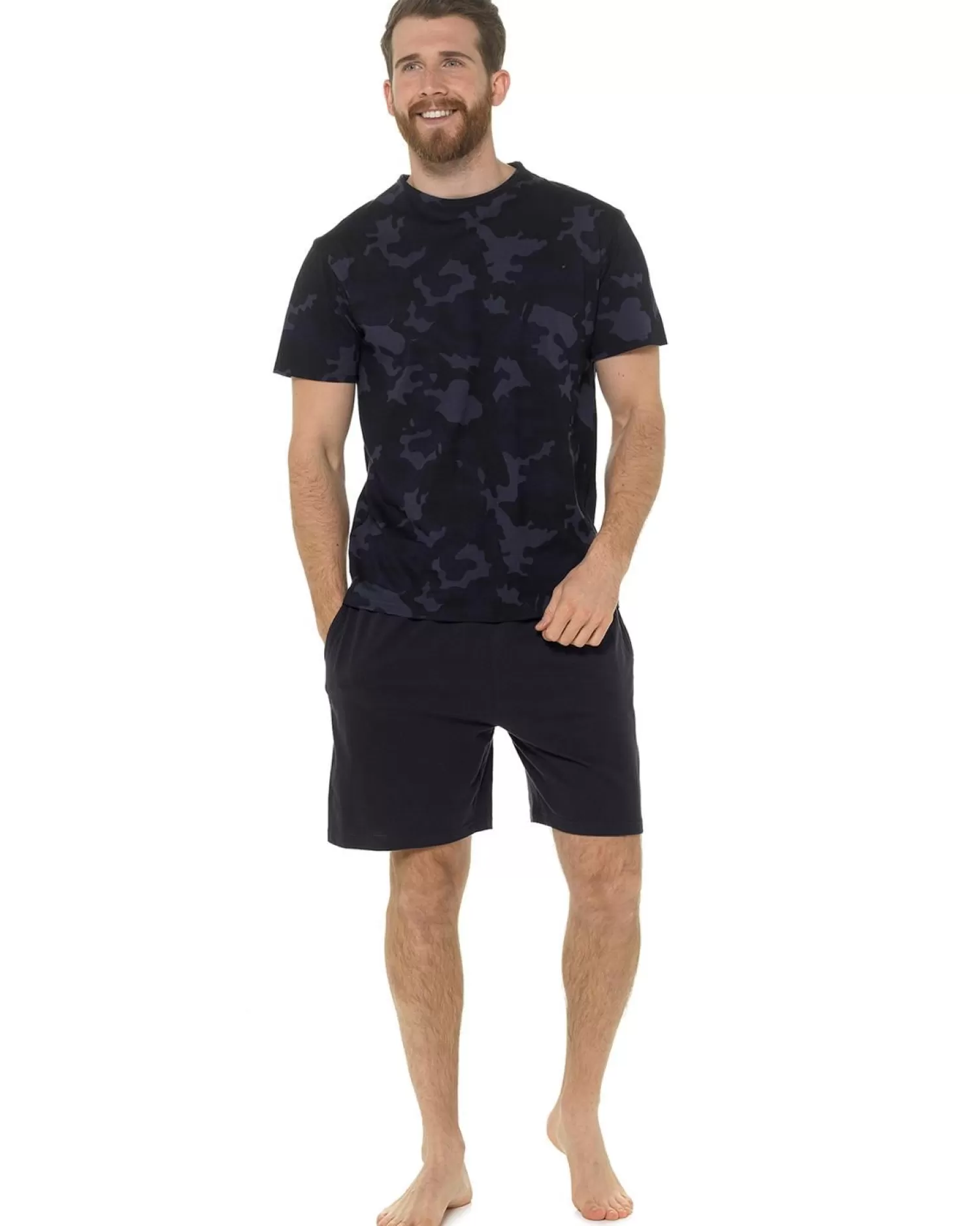 Men Foxbury Blue Jersey Camo Short Pyjamas