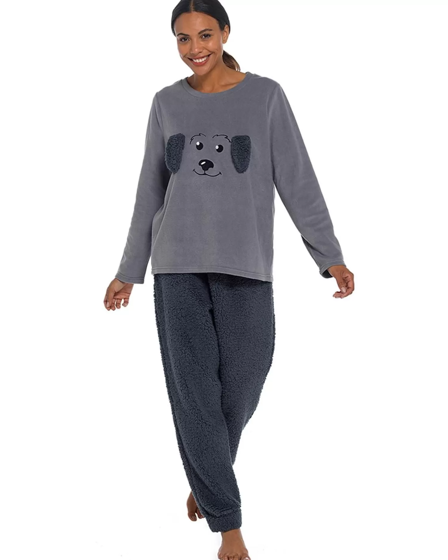 Foxbury Pyjamas | Charcoal Dog Fleece Pyjamas