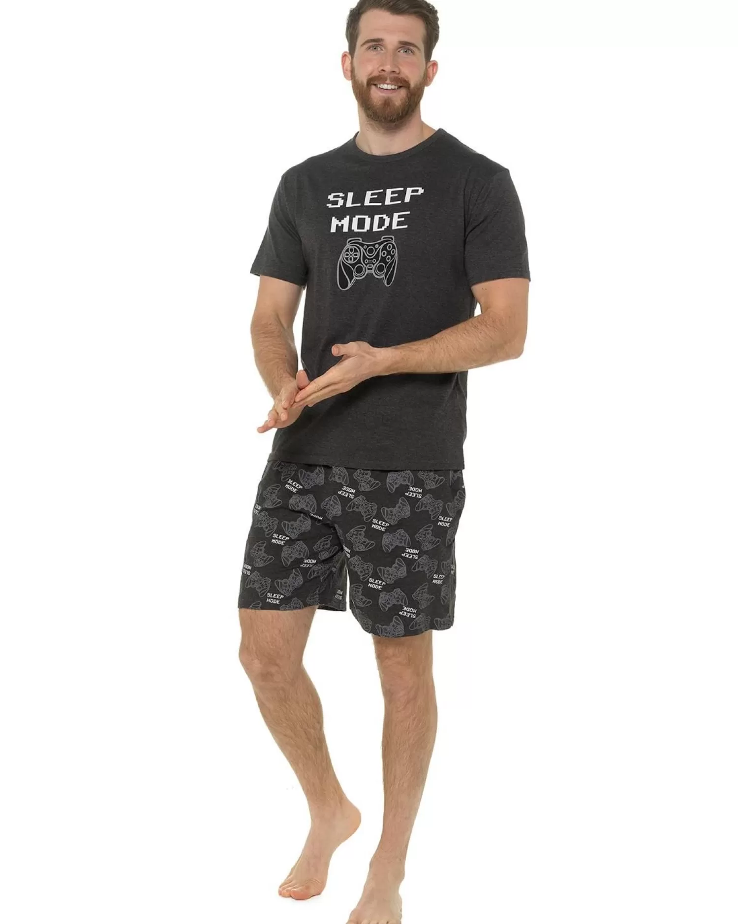 Men Foxbury Charcoal Jersey Gaming Short Pyjamas