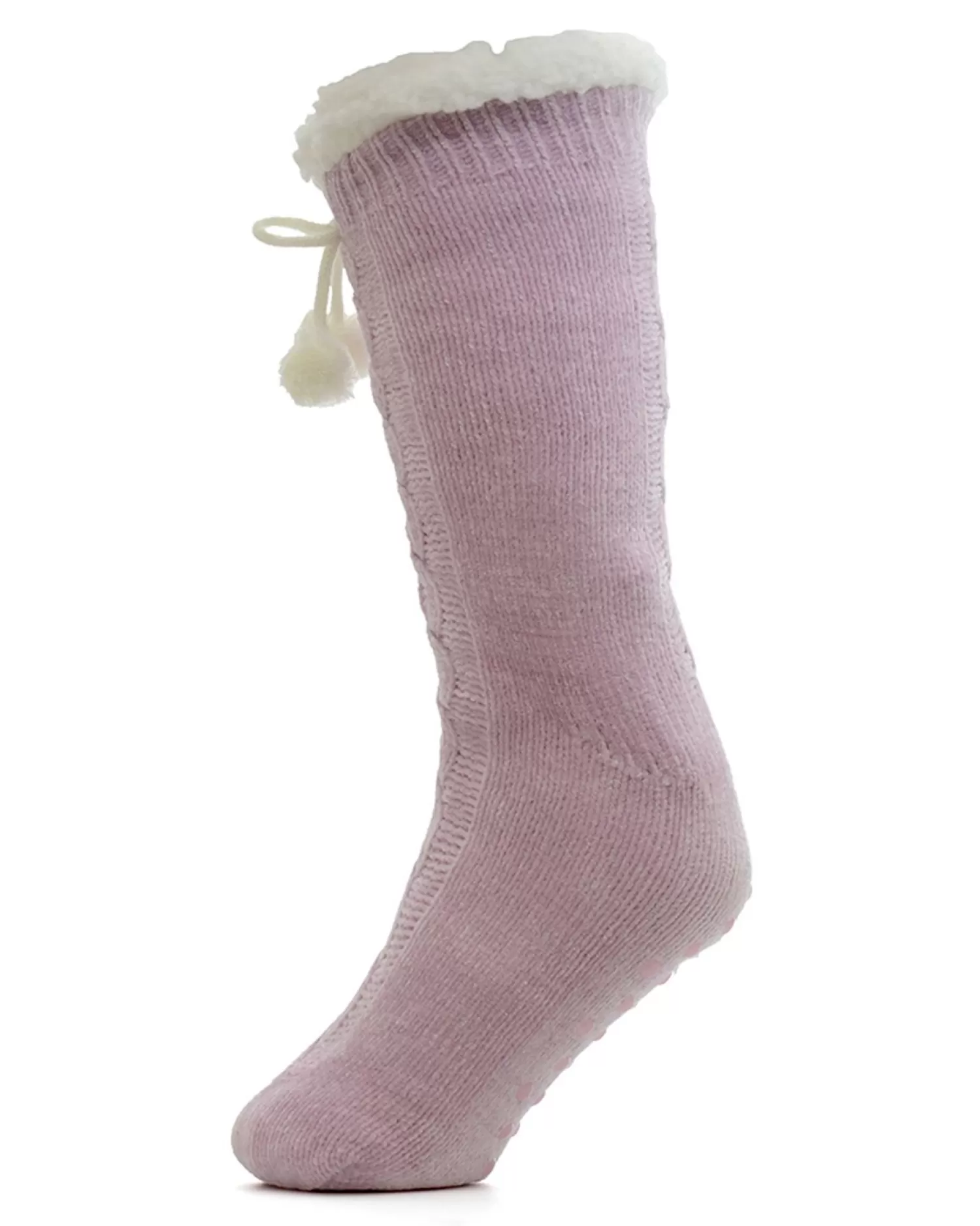Foxbury Socks | Chenille Pom Pom Slipper Socks - Lilac