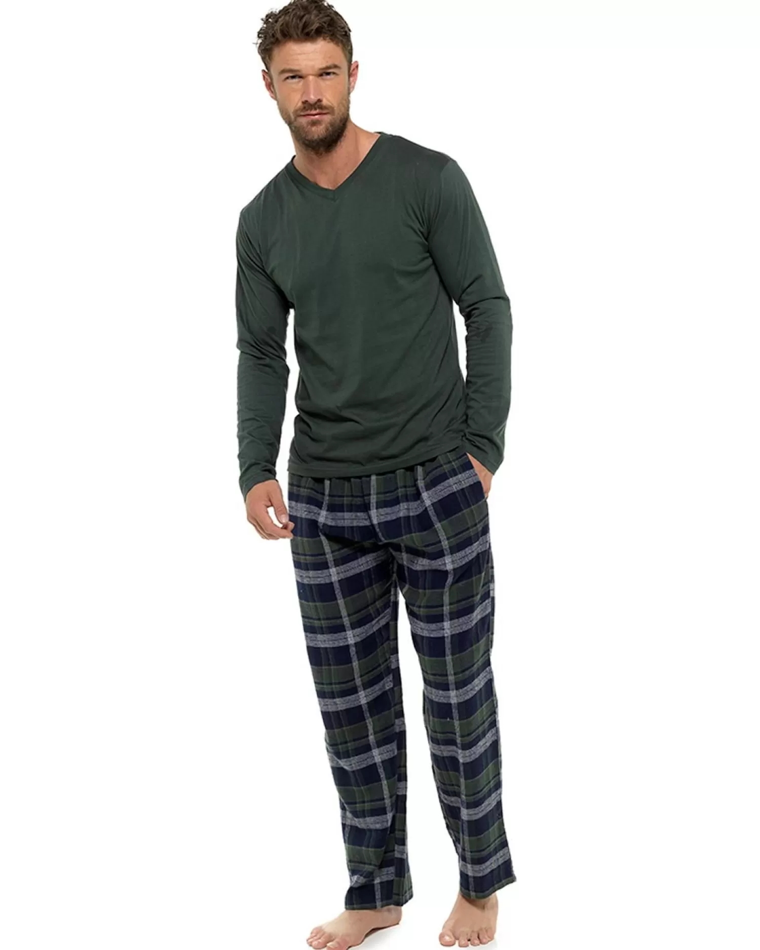 Men Foxbury Long Sleeve Check Pyjamas - Green