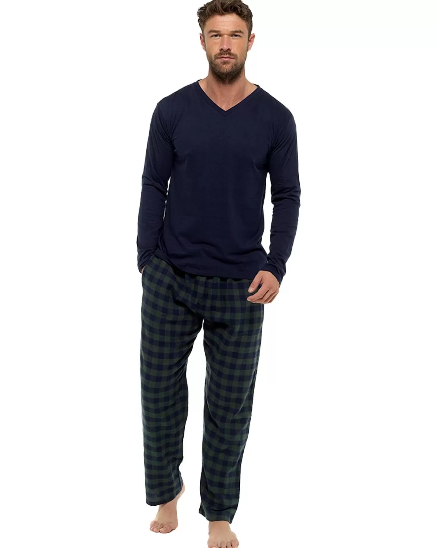 Men Foxbury Long Sleeve Check Pyjamas - Navy