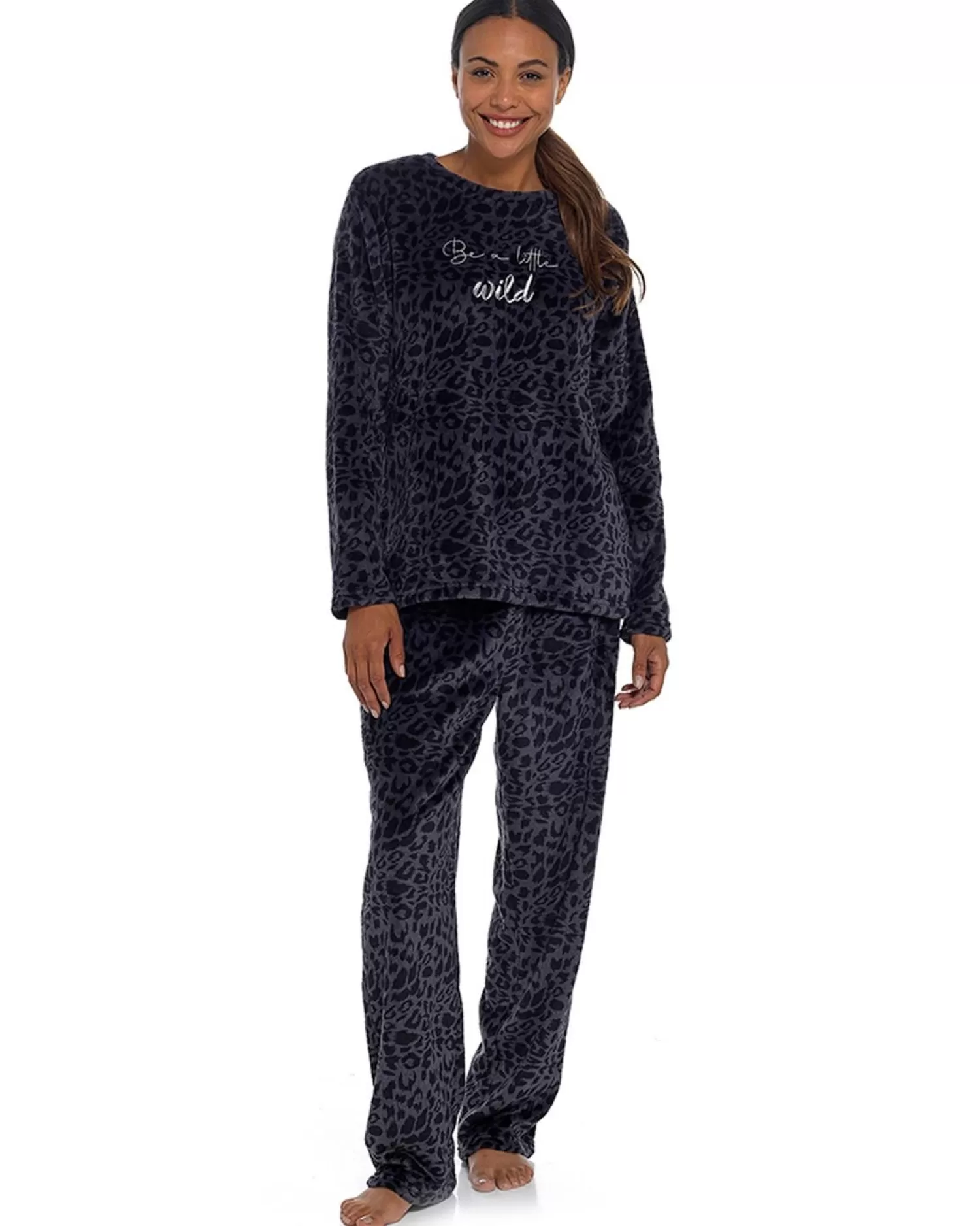 Foxbury Pyjamas | Panther Print Polished Fleece Pyjamas