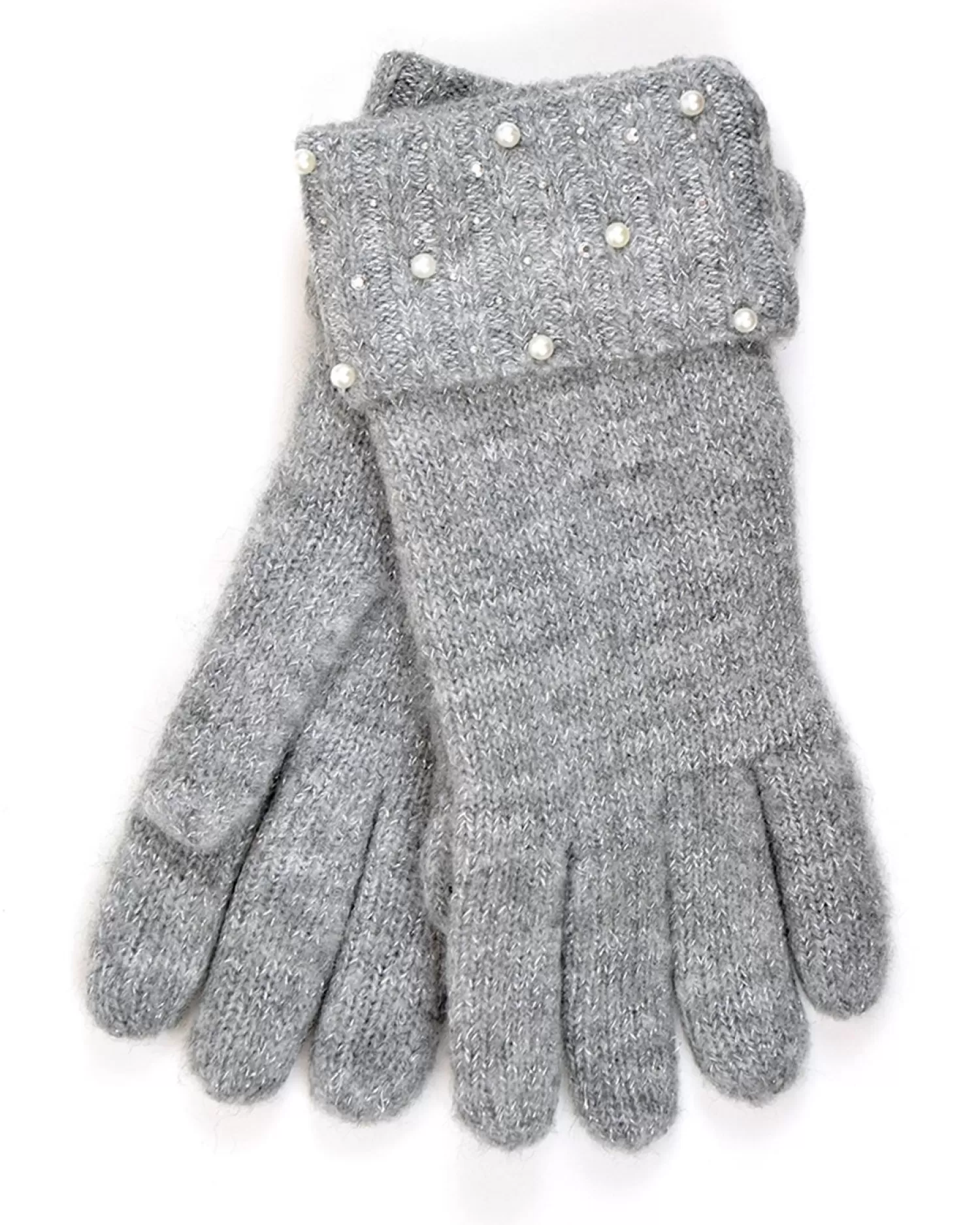 Foxbury Gloves | Sequin & Pearl Gloves - Grey
