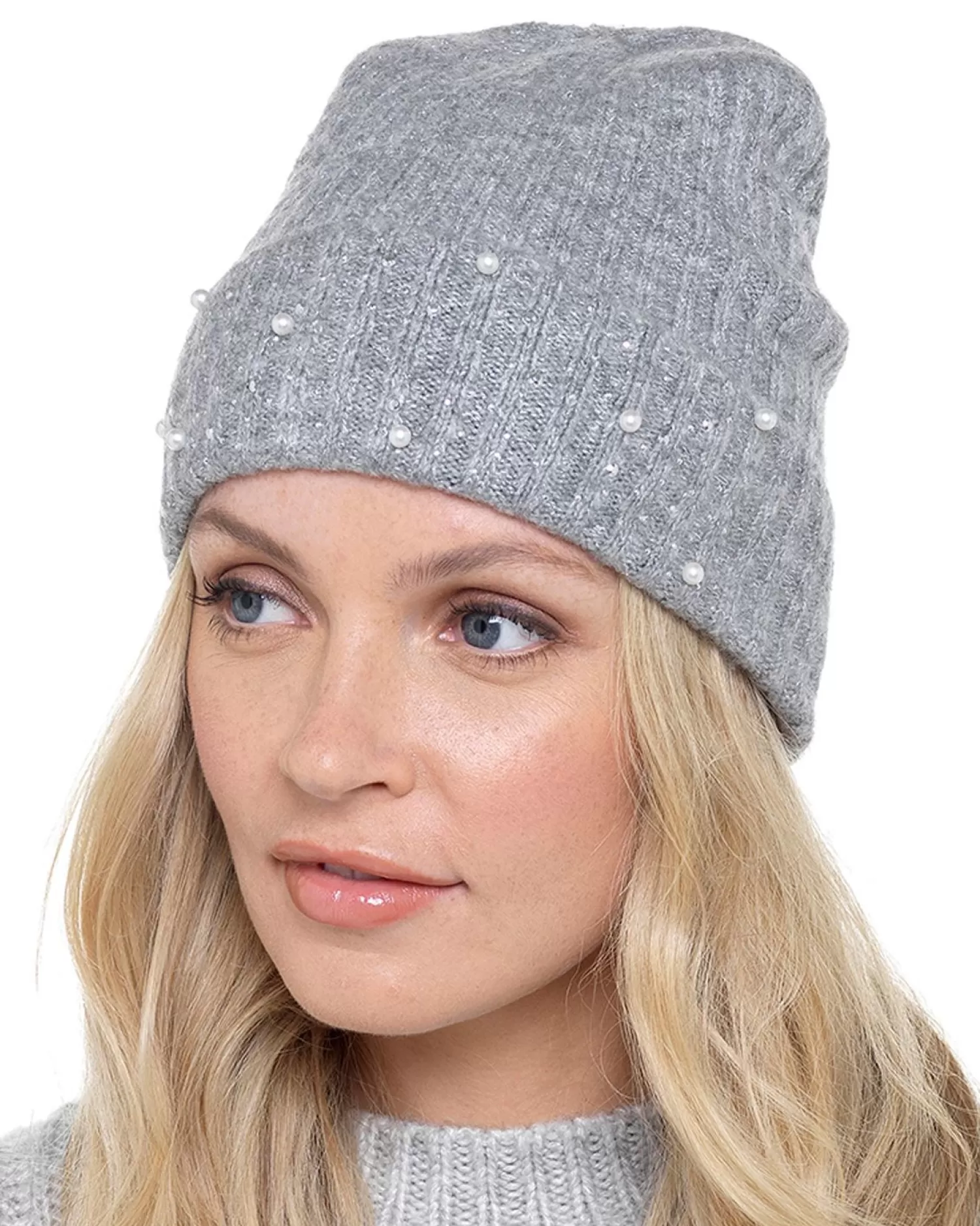 Foxbury Hats | Sequin & Pearl Turn Up Hat - Grey