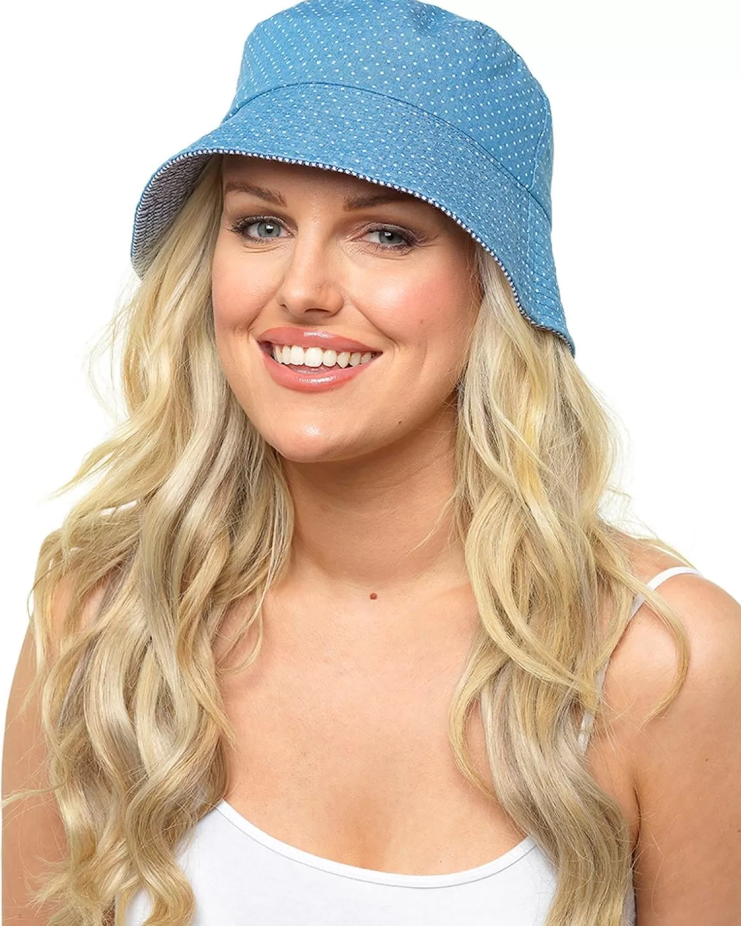 Foxbury Hats | Spot & Stripe Reversible Bucket Hat - Blue