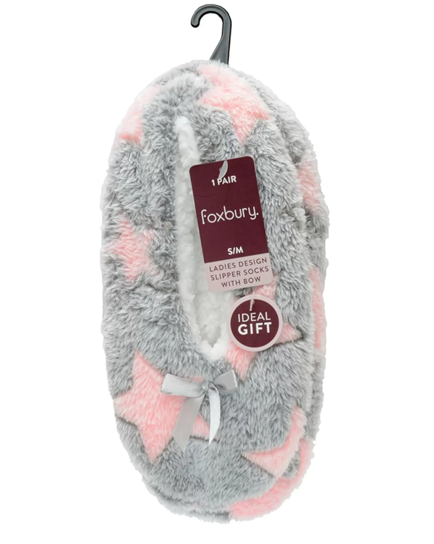 Foxbury Slippers | Star Sherpa Lined Slippers - Grey/Pink