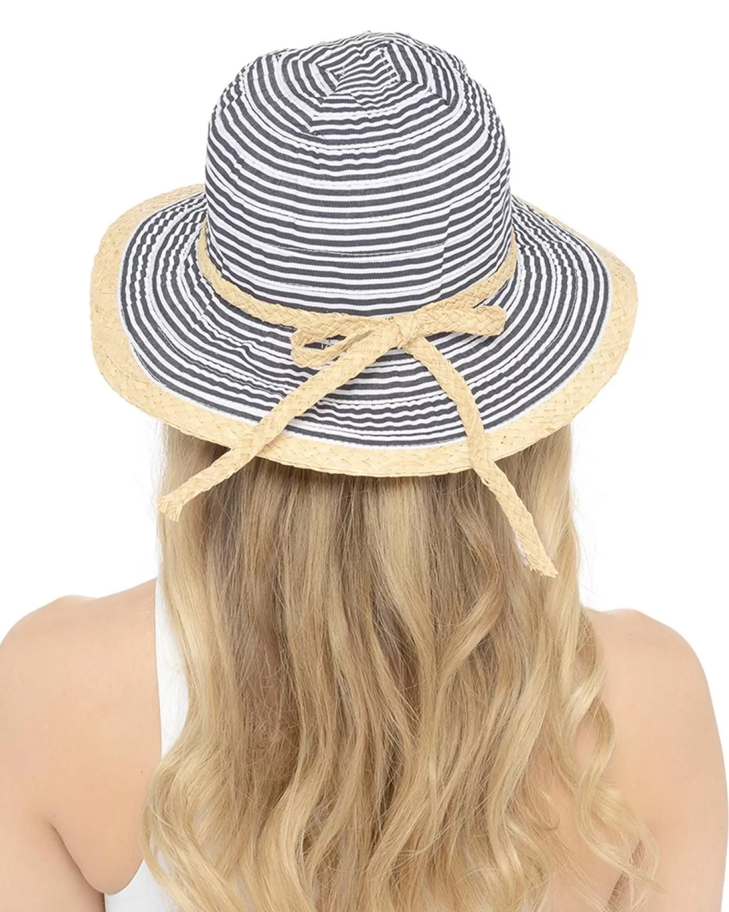 Foxbury Hats | Striped Straw Trim Sun Hat
