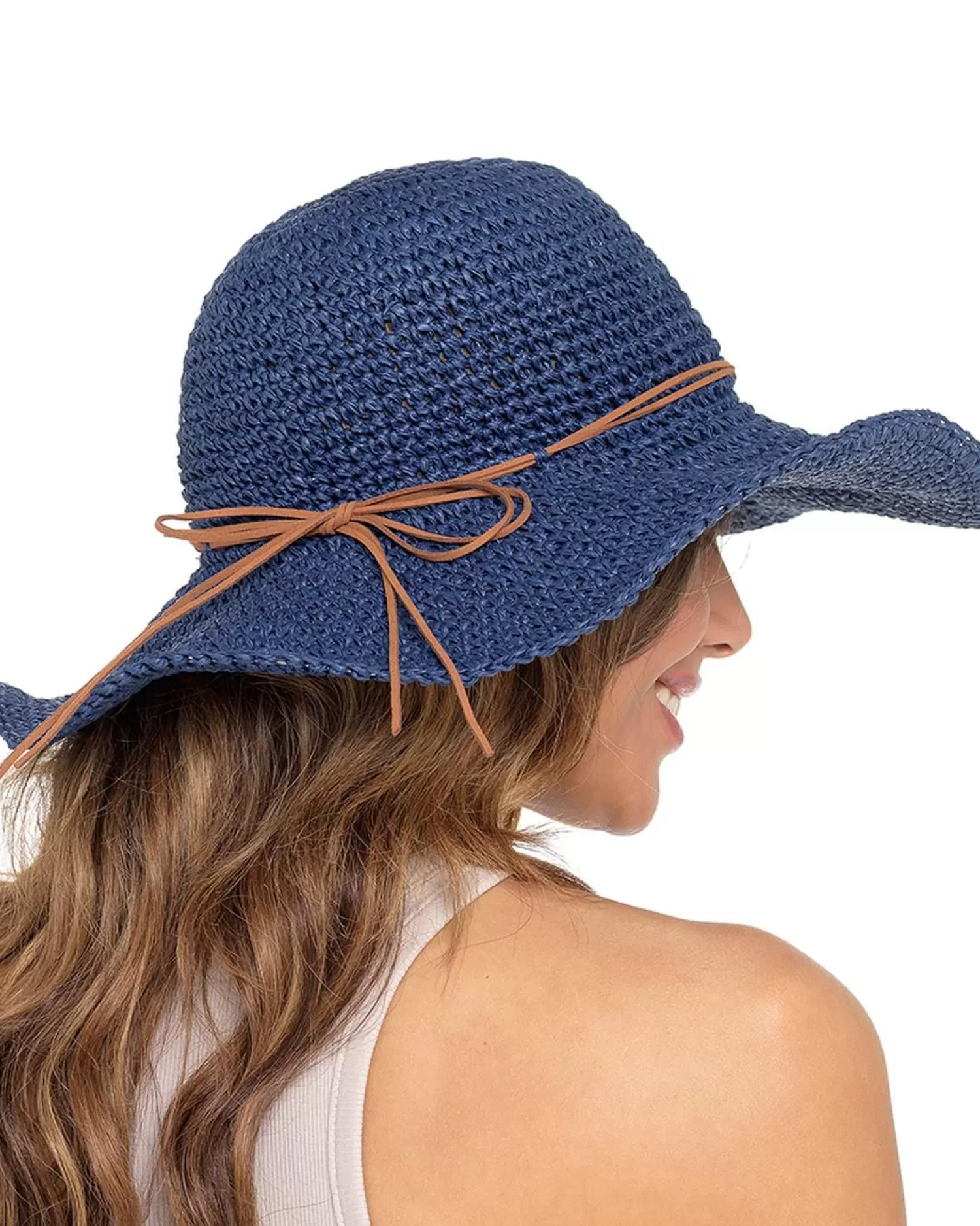 Foxbury Hats | Wide Brim Straw Hat - Navy