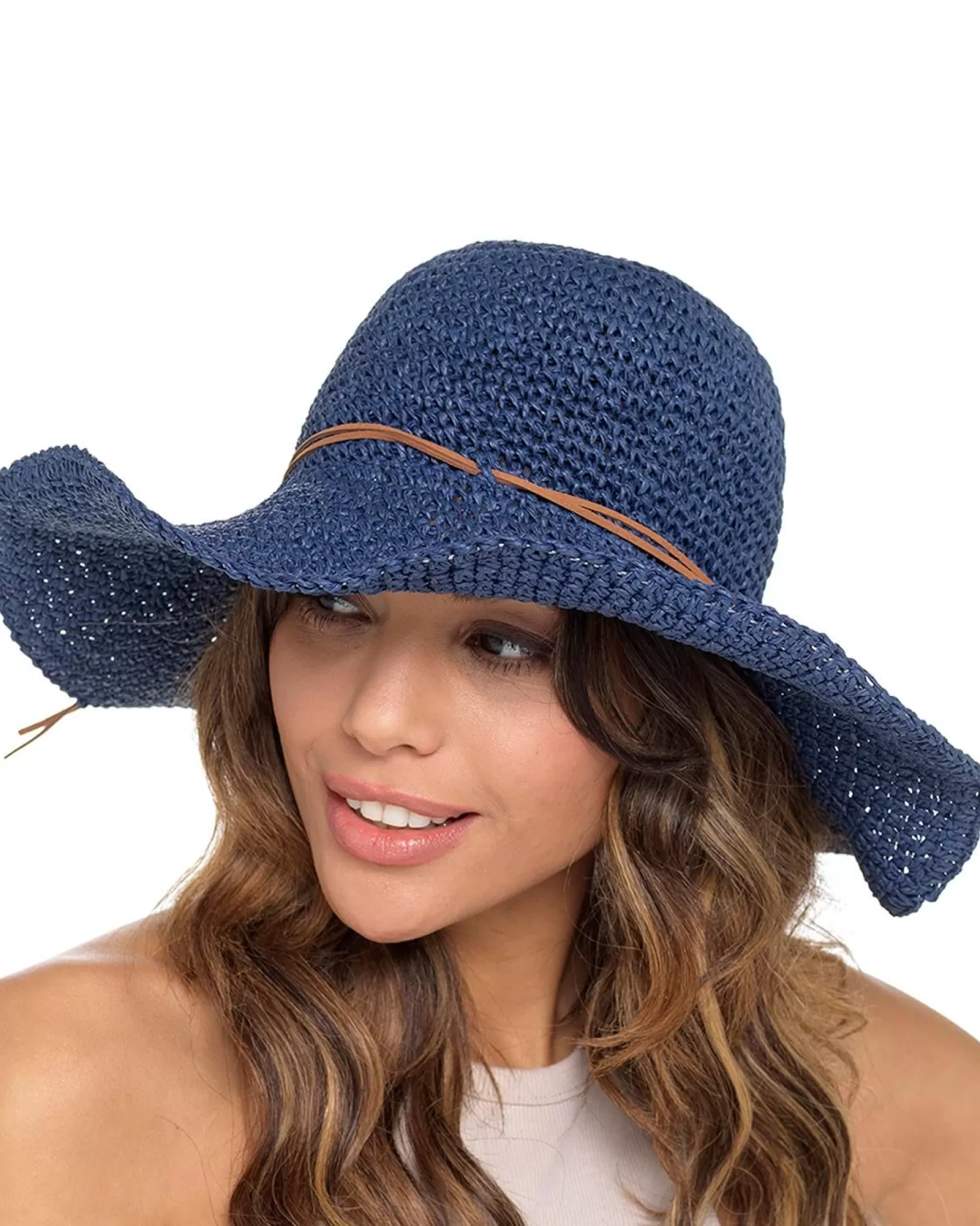 Foxbury Hats | Wide Brim Straw Hat - Navy