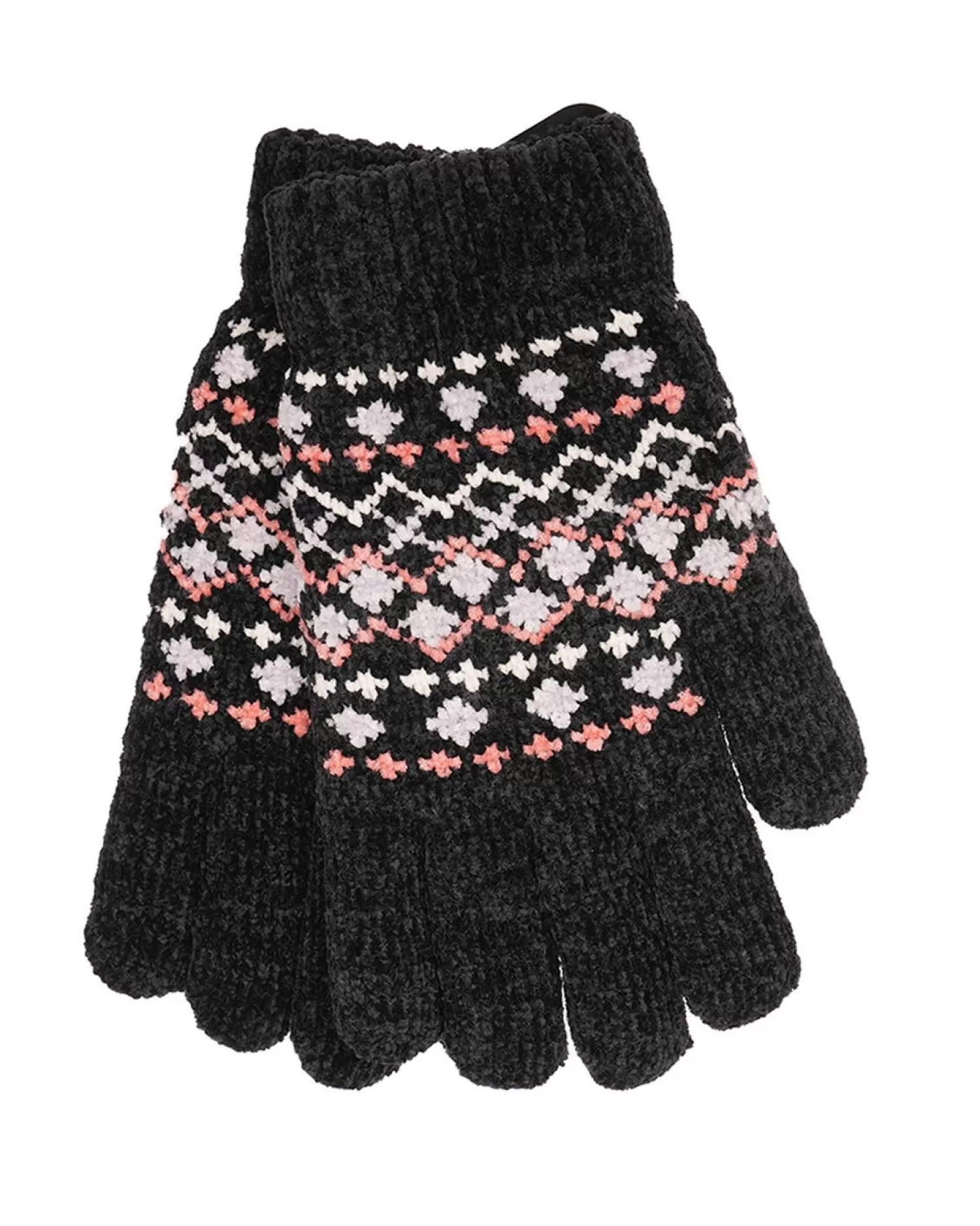 Foxbury Gloves | Womens Fairisle Chenille Gloves - Black