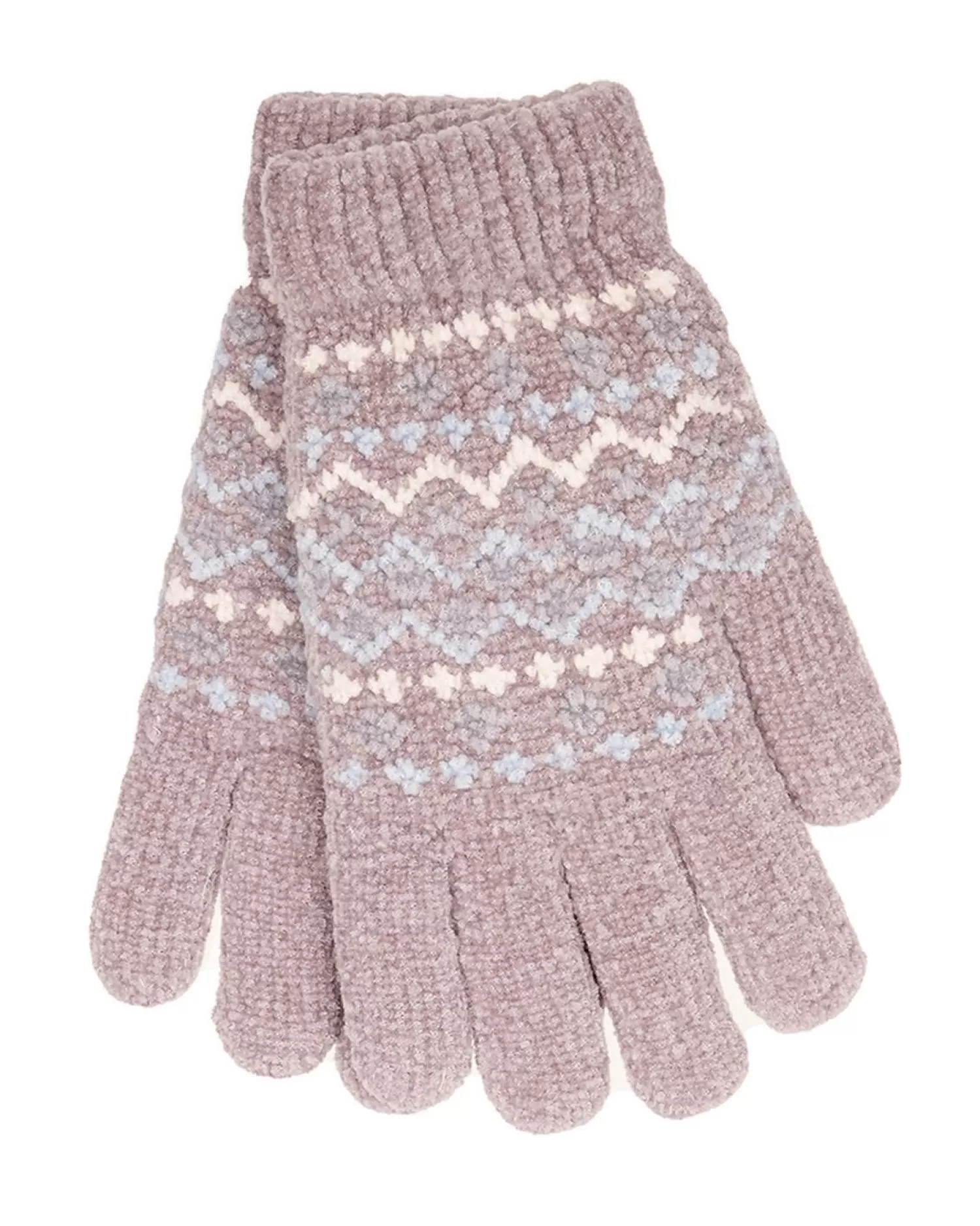 Foxbury Gloves | Womens Fairisle Chenille Gloves - Grey