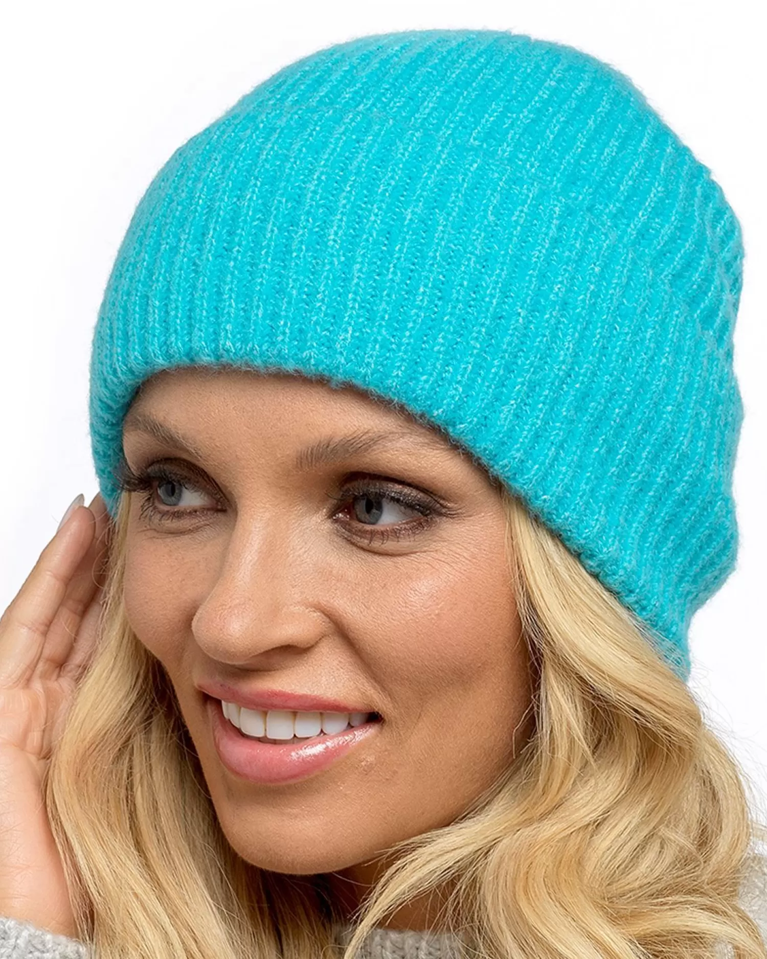 Foxbury Hats | Womens Ribbed Turn Up Beanie Hat - Blue