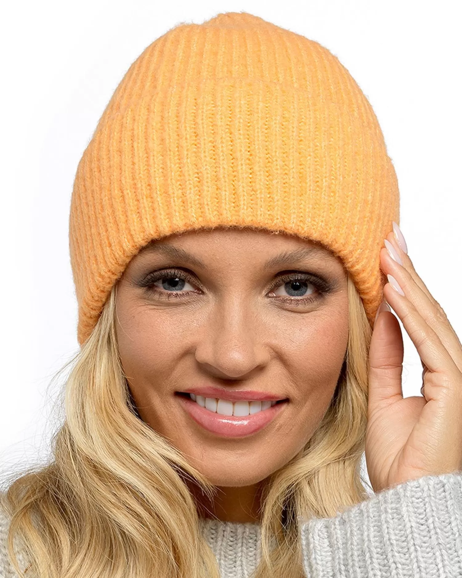Foxbury Hats | Womens Ribbed Turn Up Beanie Hat - Orange