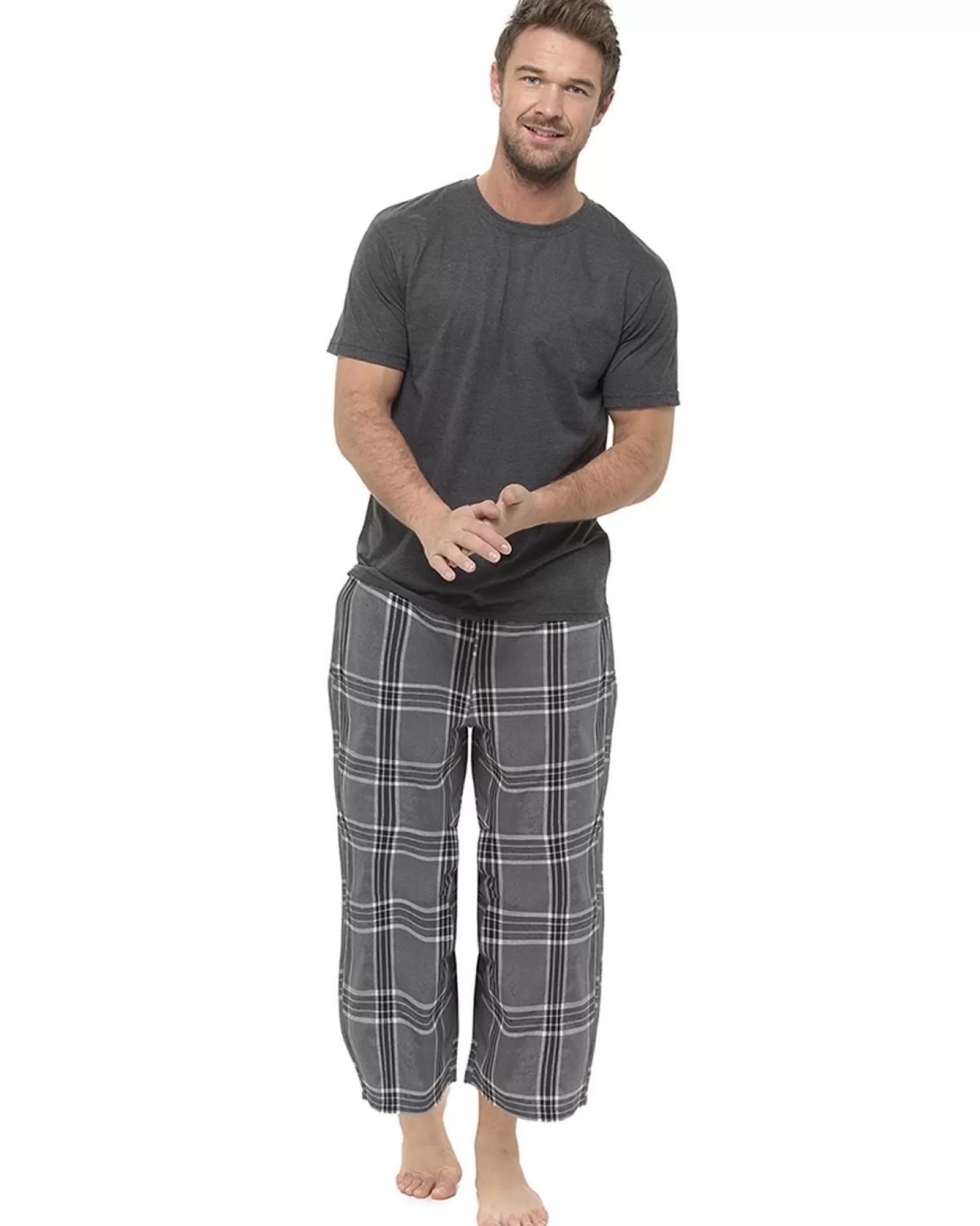 Men Foxbury Woven Check Long Pyjamas - Grey