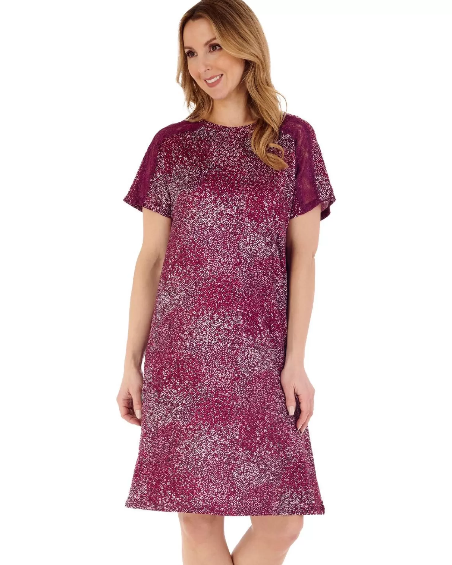 Slenderella Nighties | Gaspe By Damson Short Sleeve Nightie - Ditsy Print