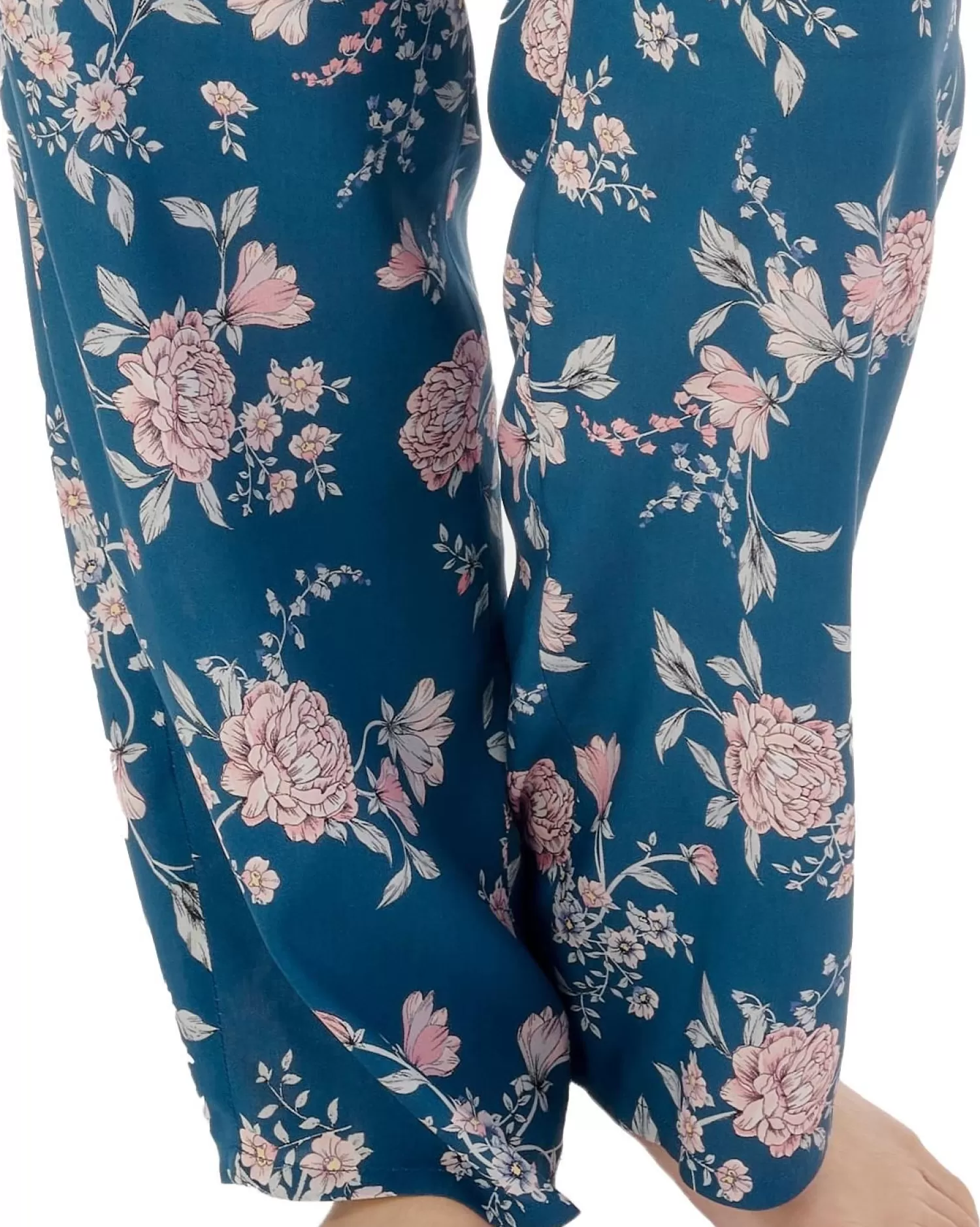 Slenderella Pyjamas | Gaspe By Short Sleeve Floral Tailored Pyjamas - Teal