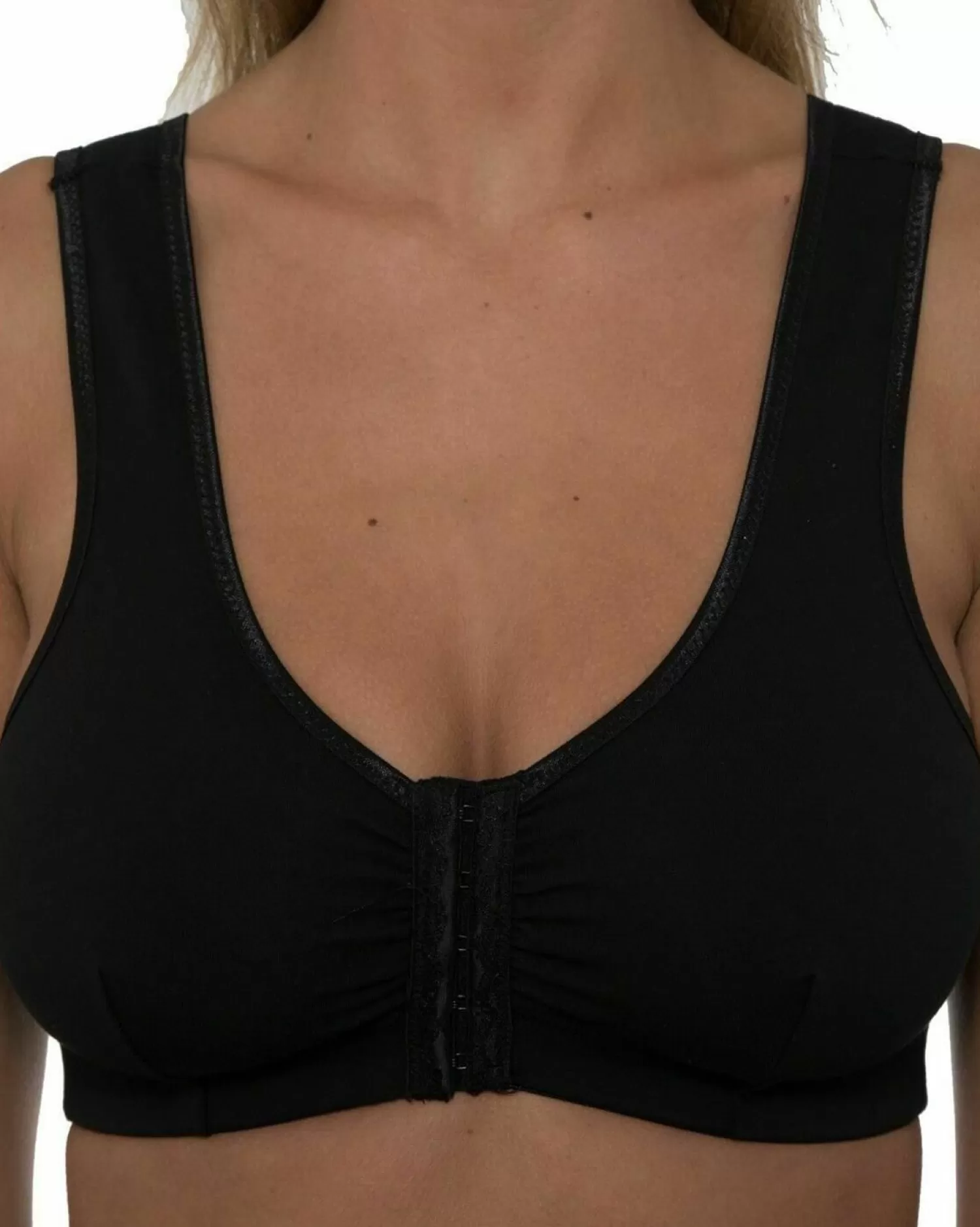 * Bras | Gemm Cotton Front Fastening Wireless Bra - Black