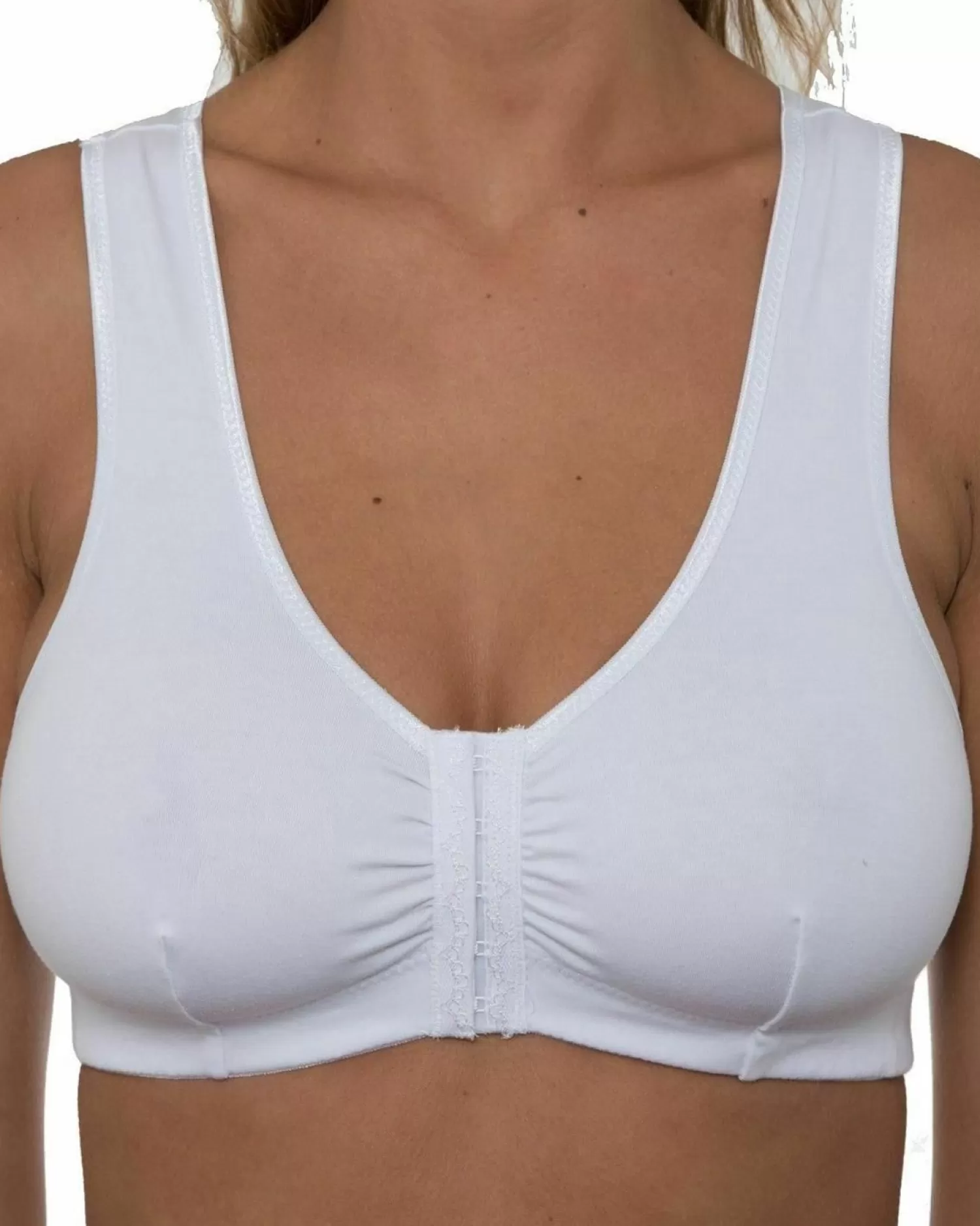 * Bras | Gemm Cotton Front Fastening Wireless Bra - White