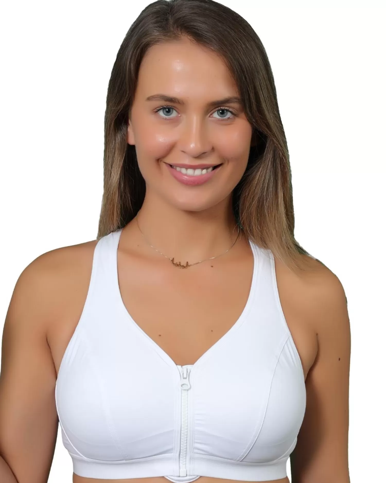 Gemm Bras | Zip Front Fastening Sports Bra - White