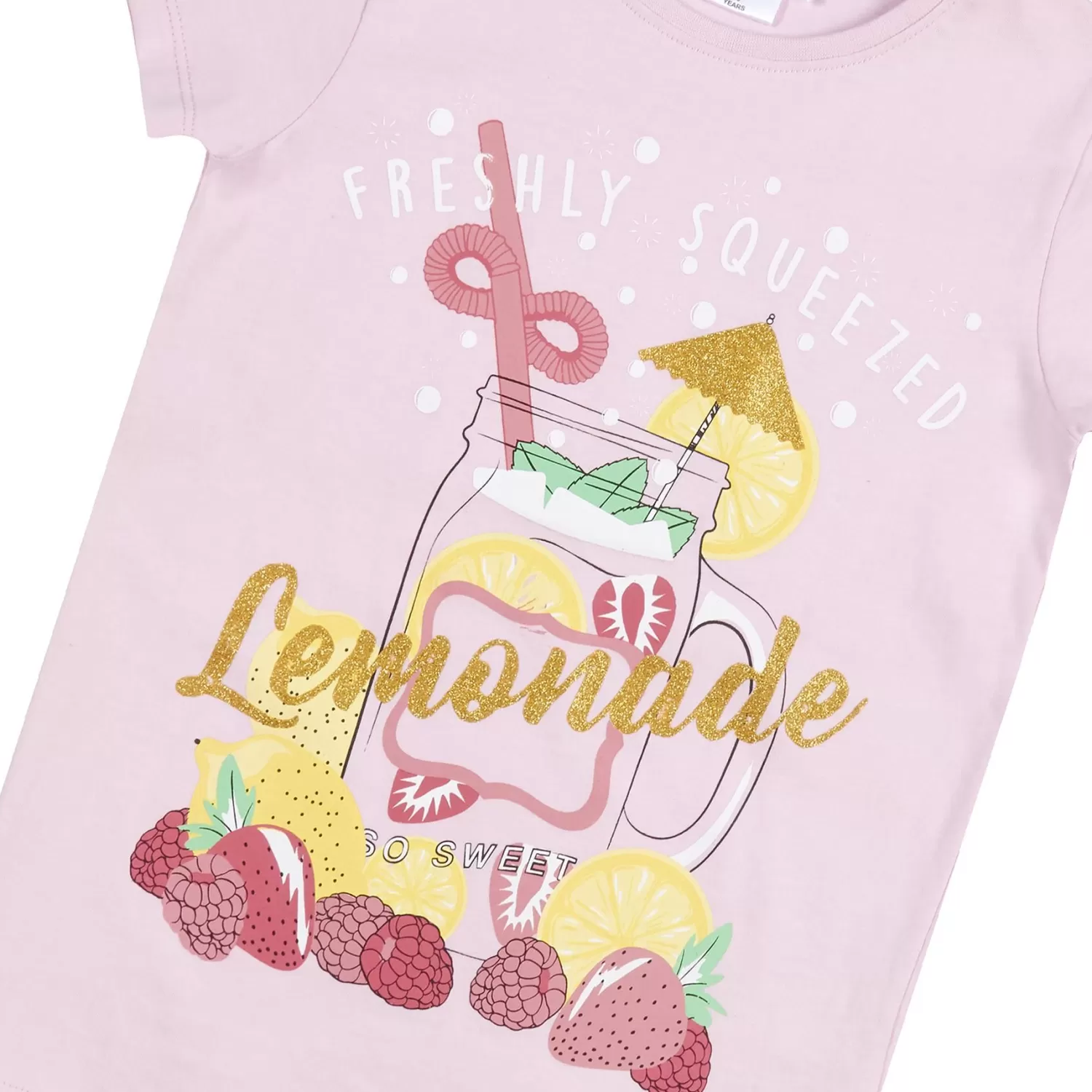 Kids Red Melon Girls Pink Lemonade Short Sleeve T-Shirt