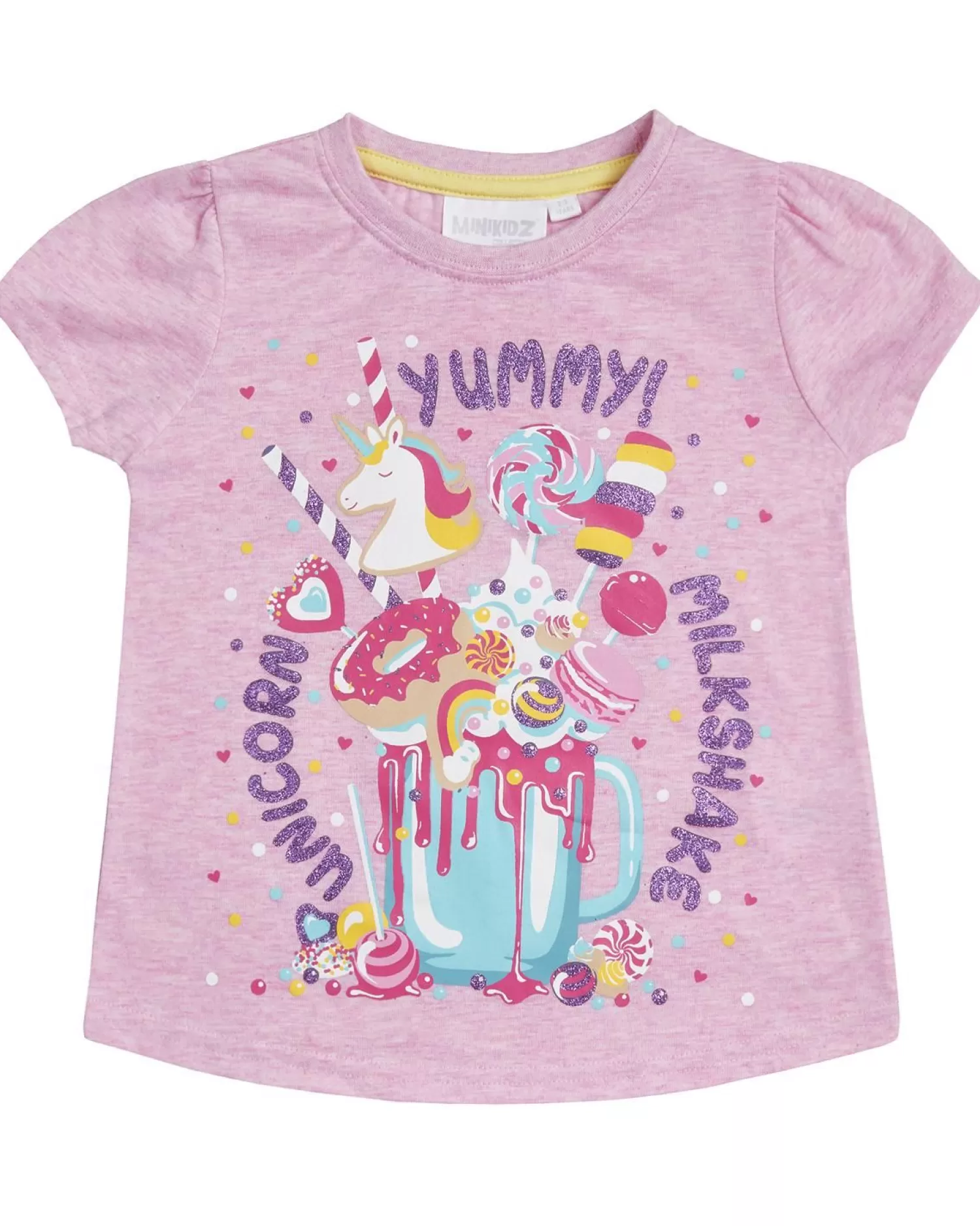 Kids Minikidz Girls Pink Milkshake Short Sleeve T-Shirt