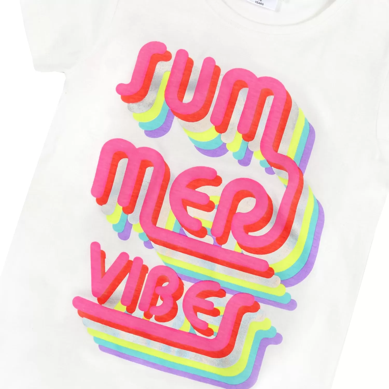 Kids Red Melon Girls White Summer Vibes Short Sleeve T-Shirt