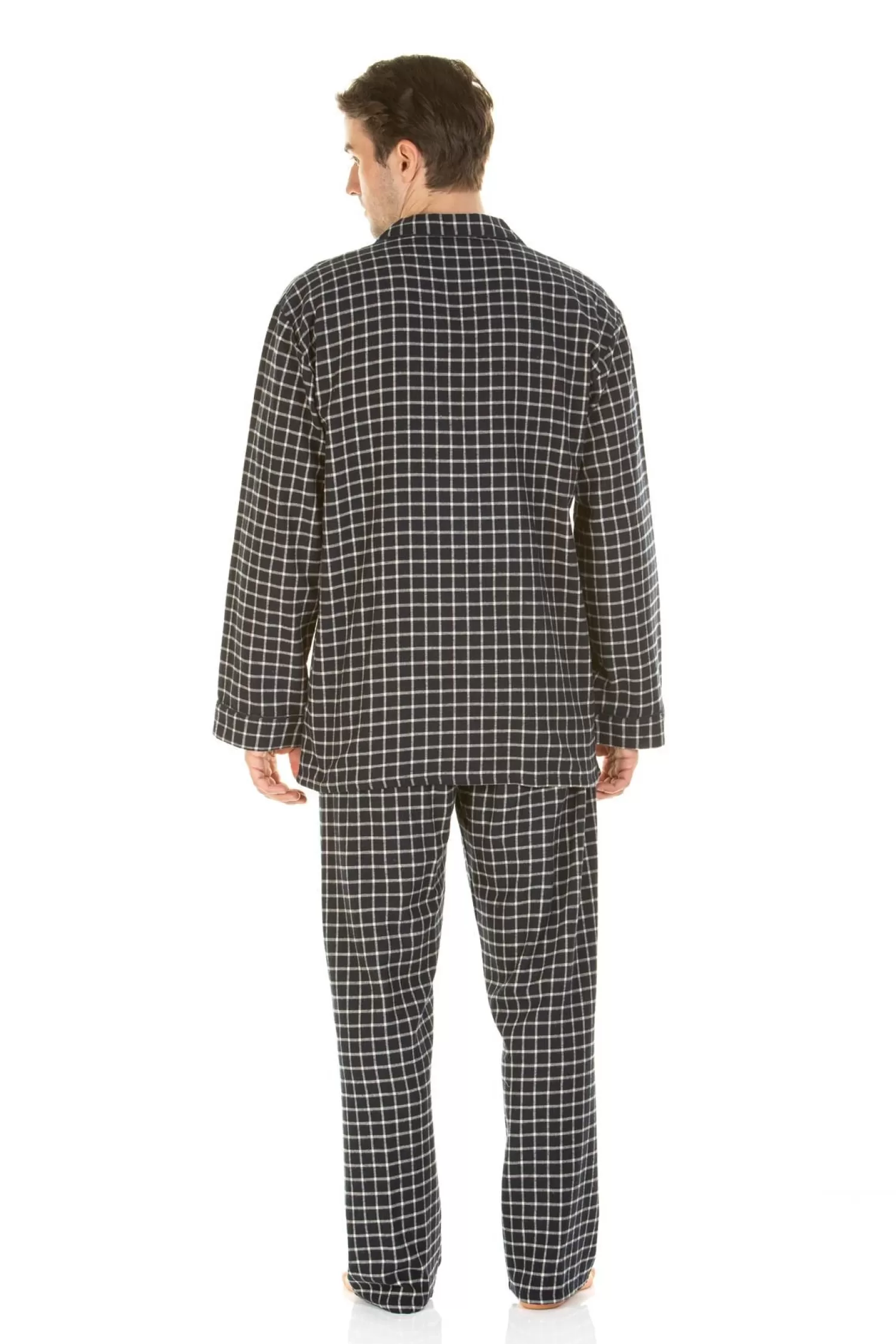 Men Haigman Brushed 100% Cotton Pyjamas - Navy Check