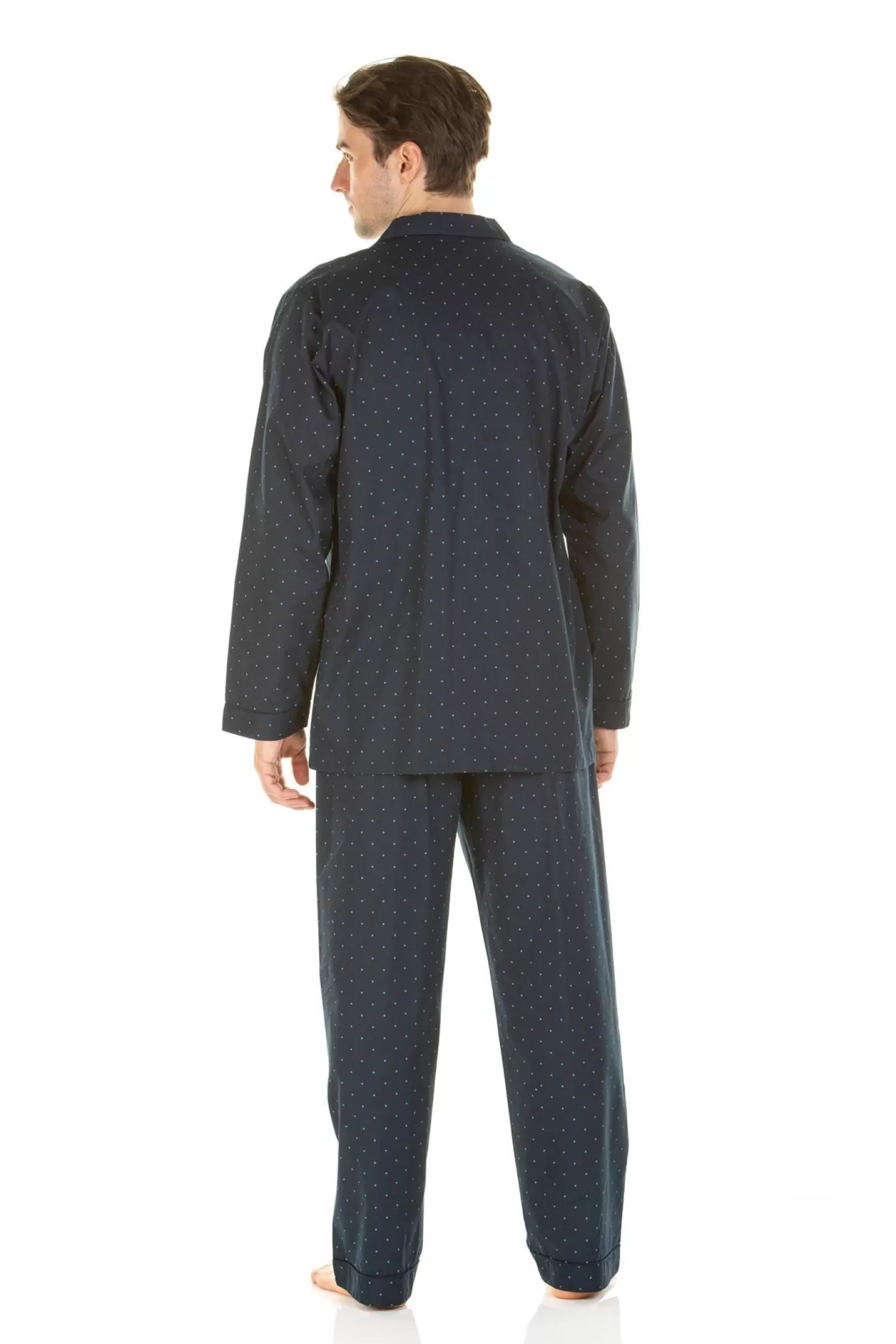 Men Haigman Easy Care Printed Pyjamas - Navy Dots
