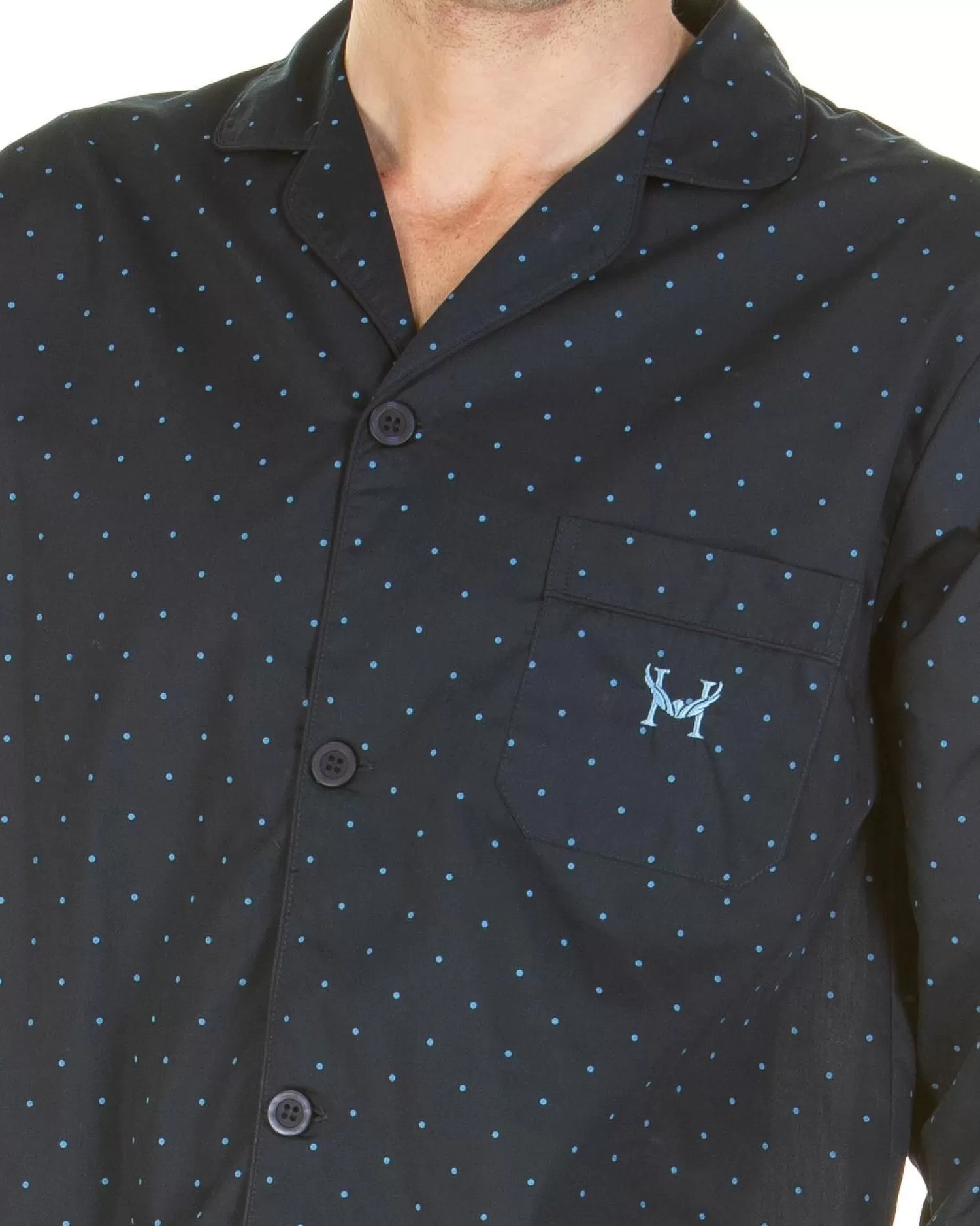 Men Haigman Easy Care Printed Pyjamas - Navy Dots