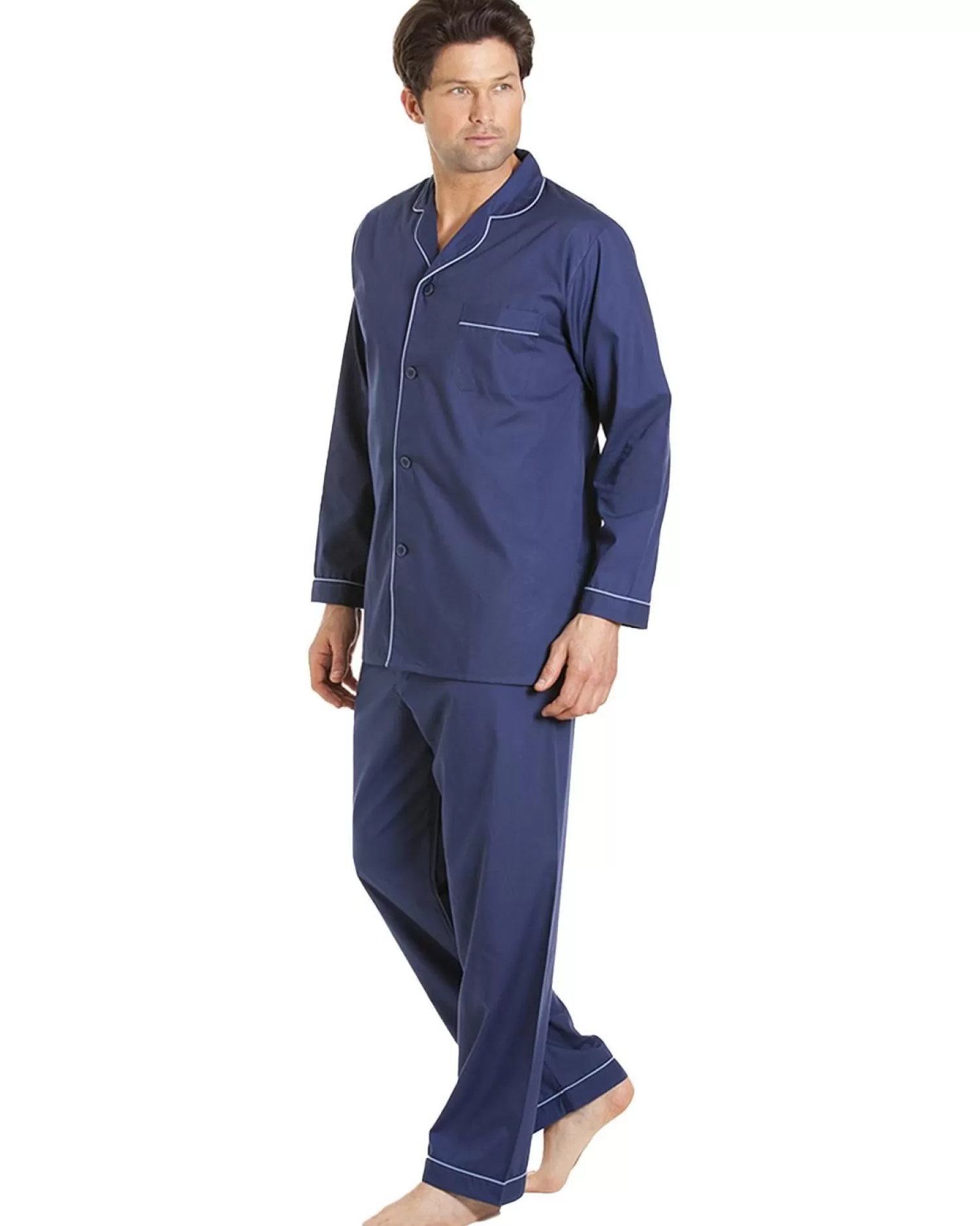 Men Haigman Poly Cotton Pyjamas - Navy
