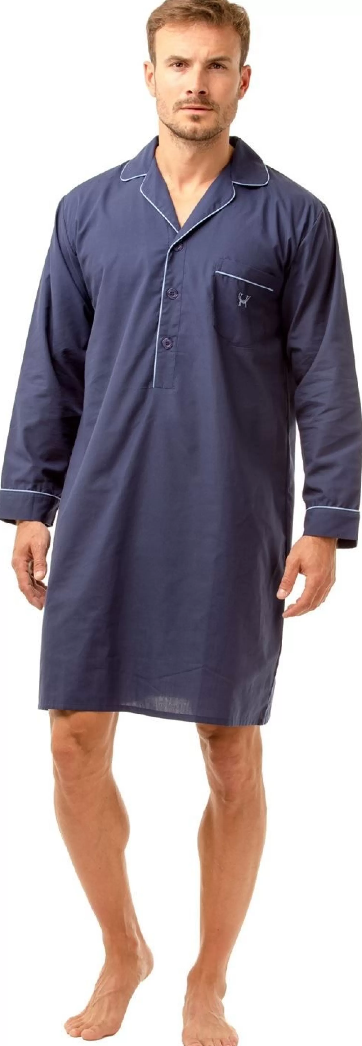 Men Haigman Poly/Cotton Nightshirt - Navy