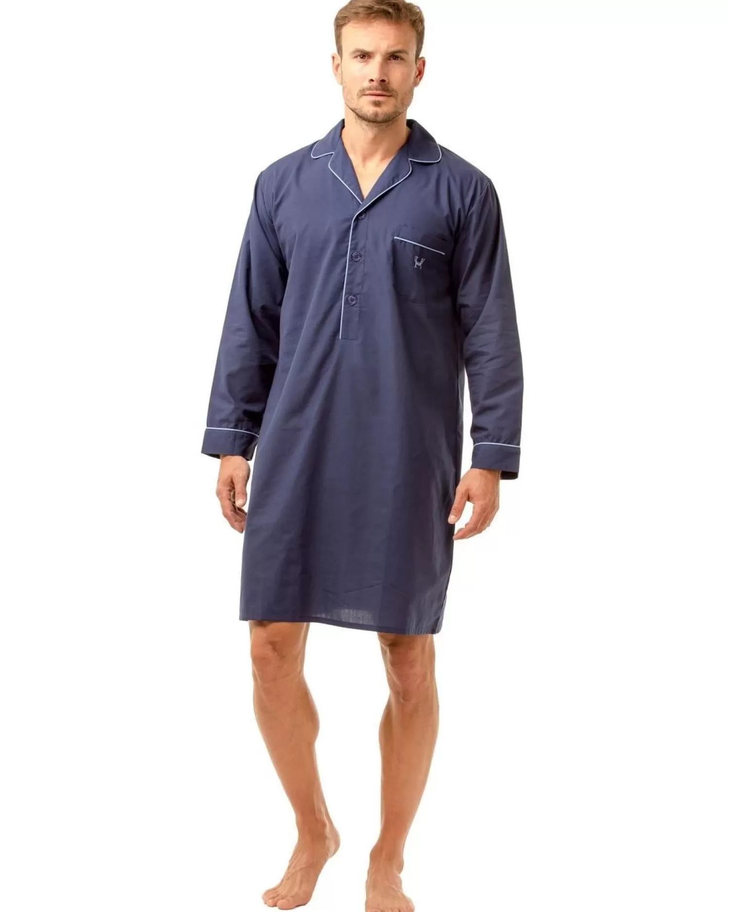 Men Haigman Poly/Cotton Nightshirt - Navy