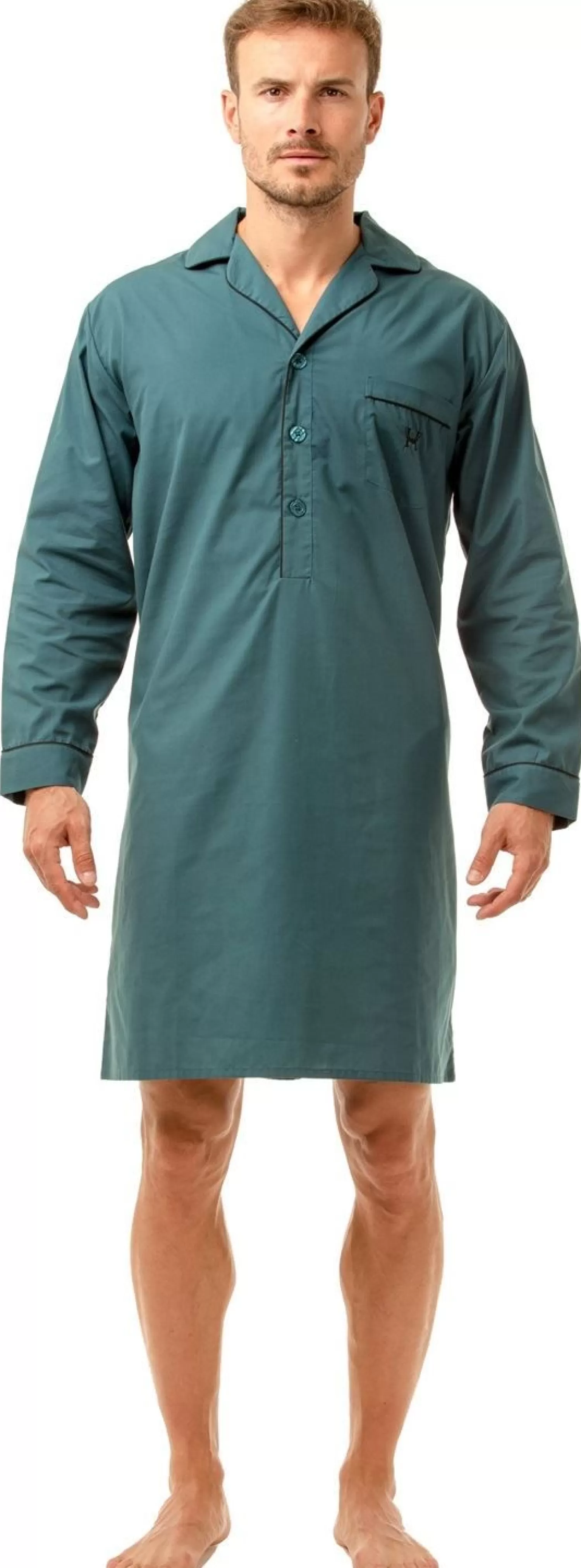 Men Haigman Poly/Cotton Nightshirt - Teal