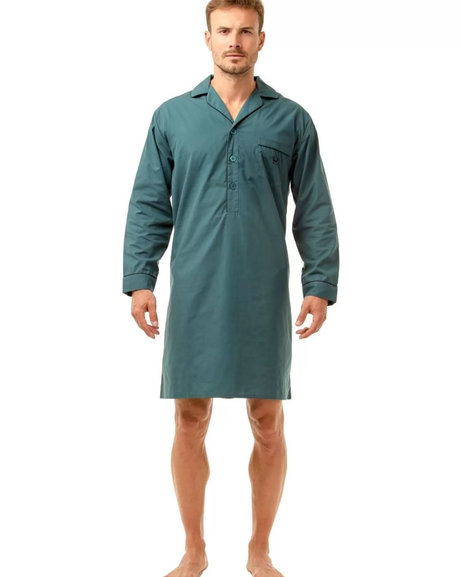 Men Haigman Poly/Cotton Nightshirt - Teal