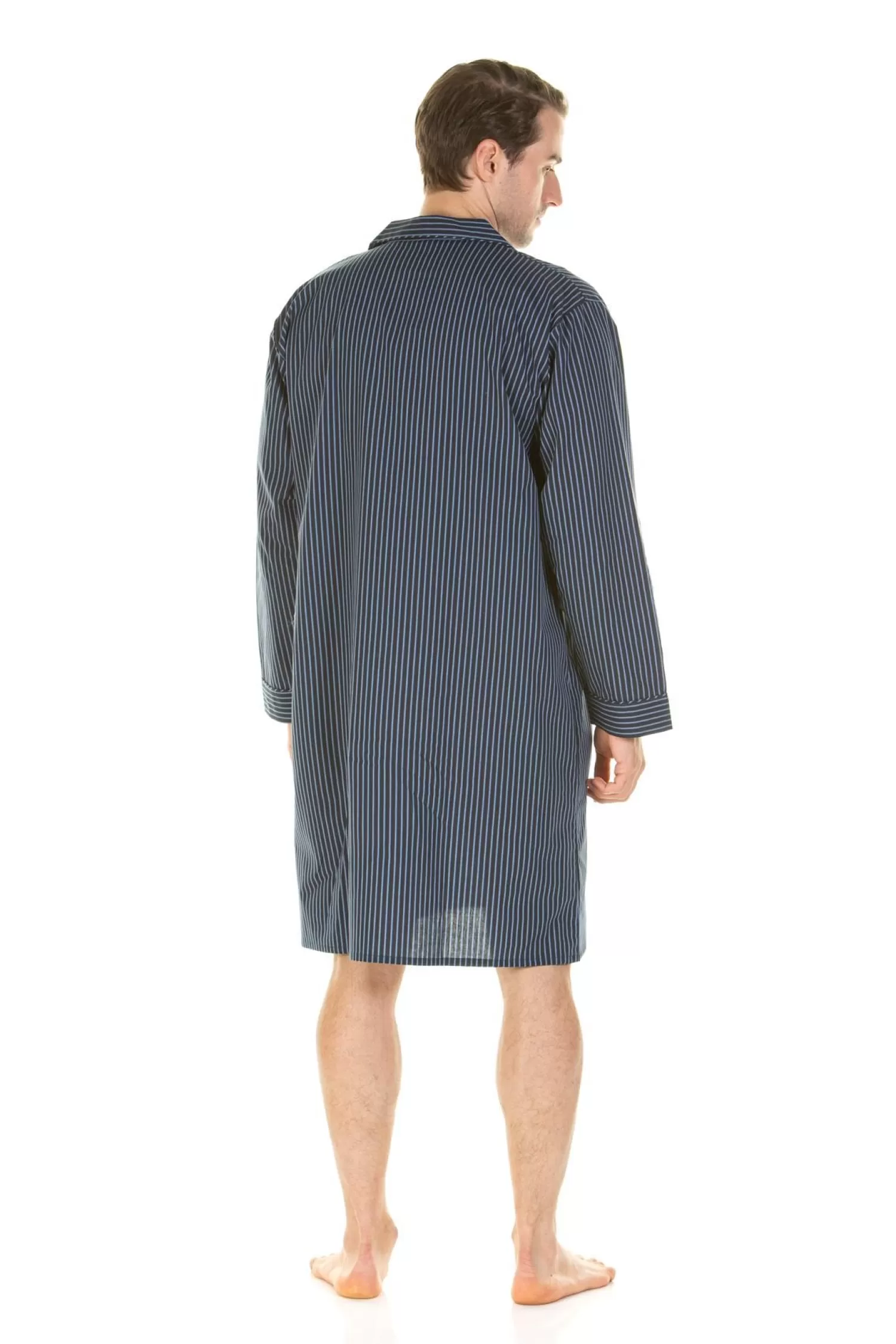 Men Haigman Poplin 100% Cotton Nightshirt - Navy Stripe