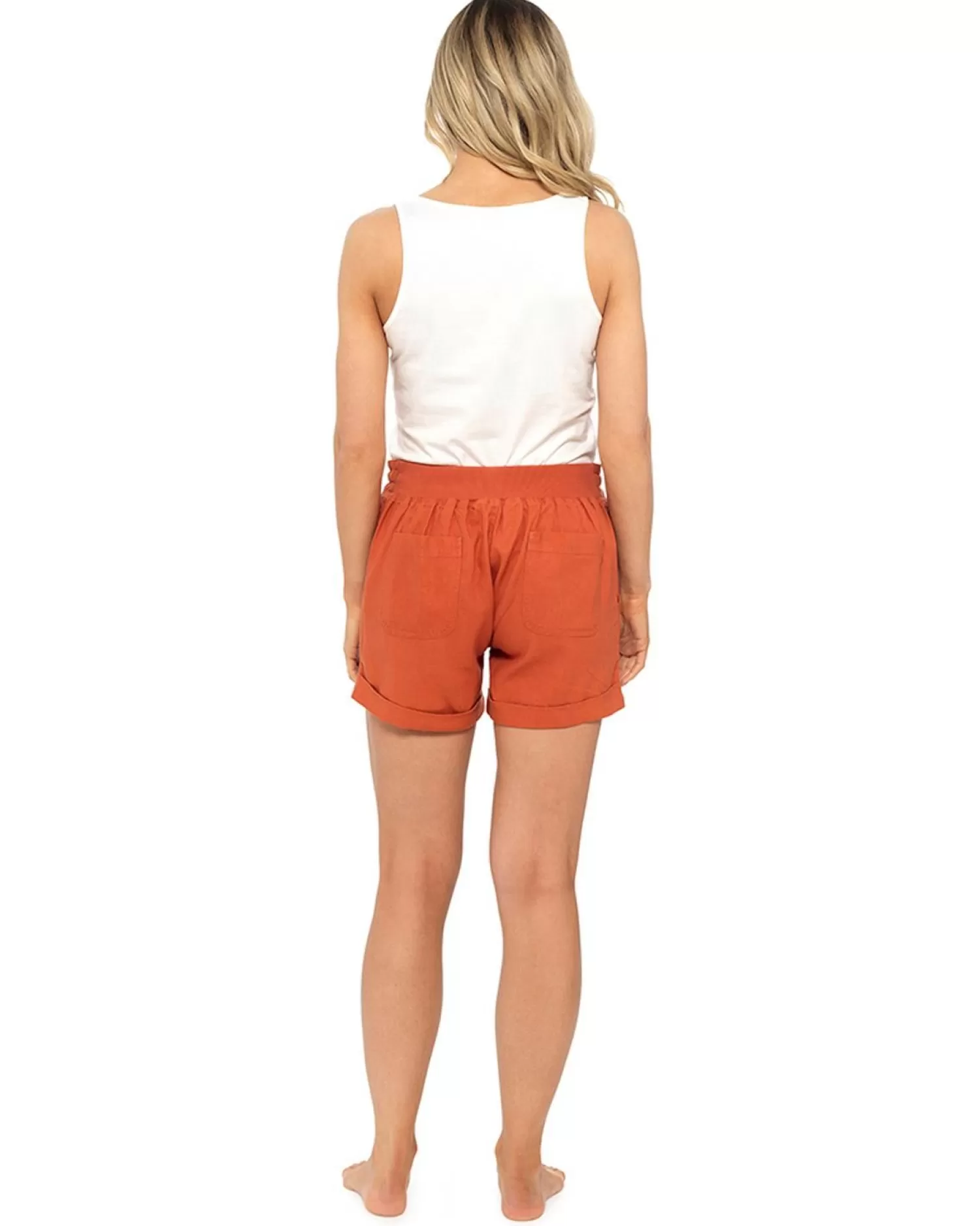 Indigo Roc Shorts & Skirts | Linen Shortie Shorts - Burnt Orange