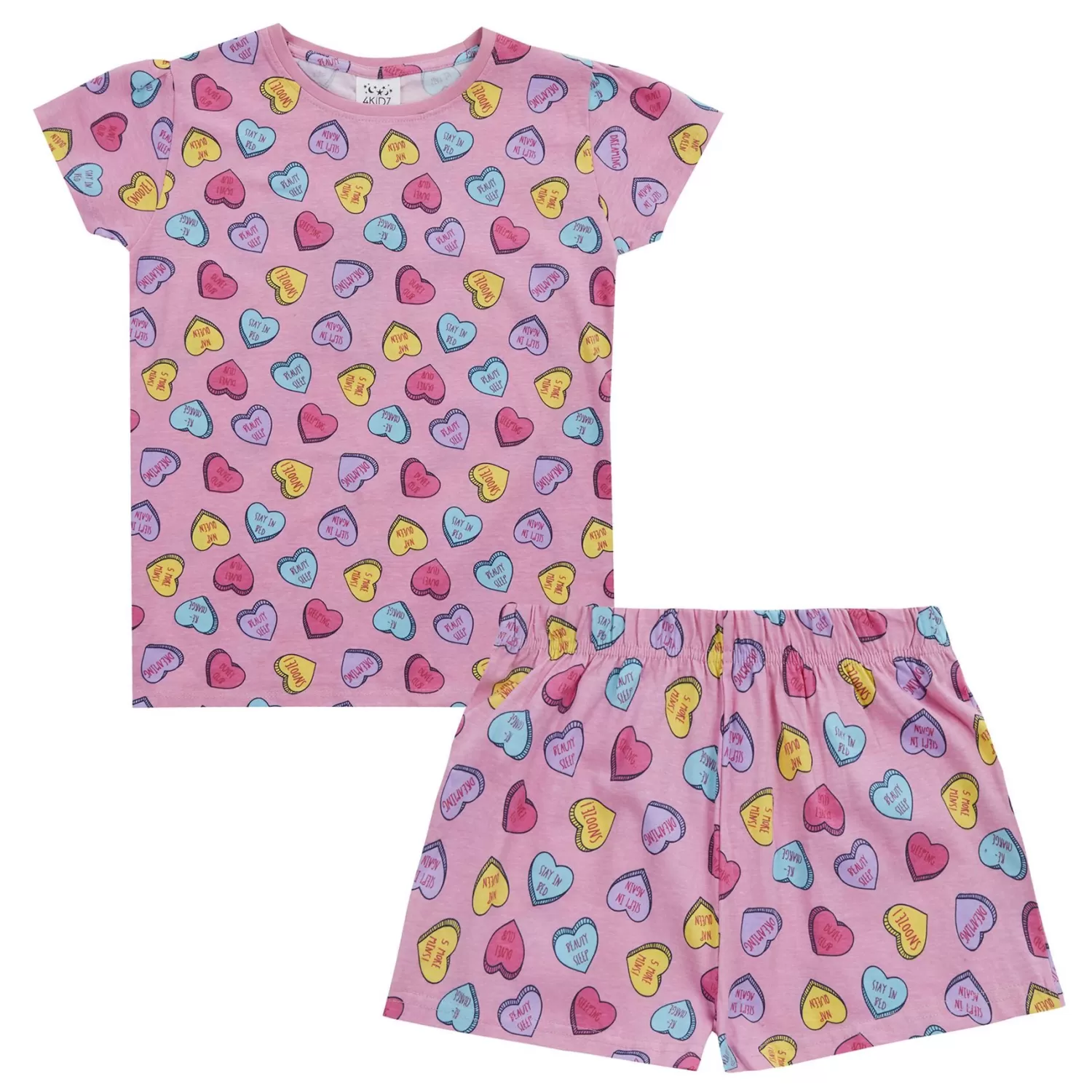 Kids * Kids Pink All Over Love Heart Print Pyjamas