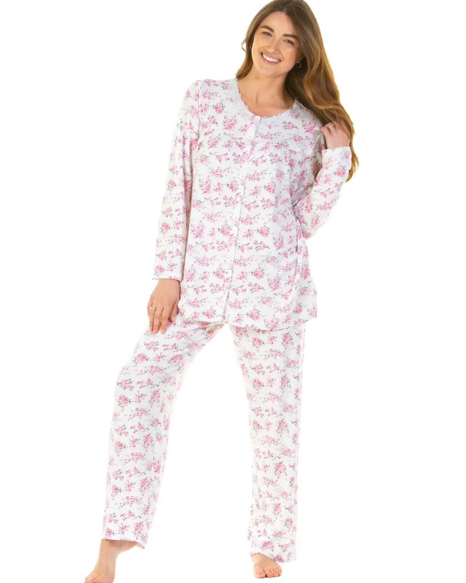 La Marquise Pyjamas | Elizabeth Cloudknit Floral Button Pyjamas