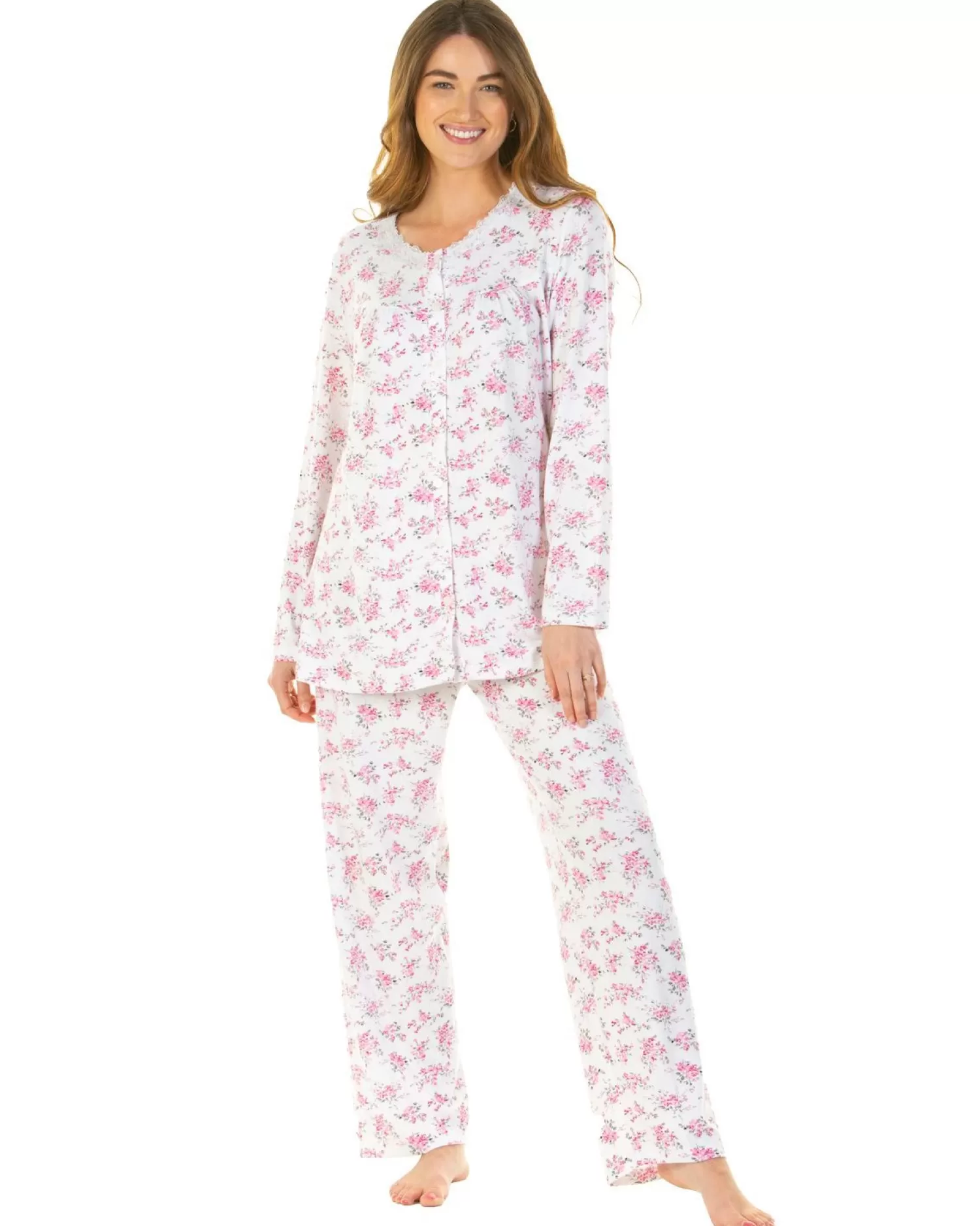 La Marquise Pyjamas | Elizabeth Cloudknit Floral Button Pyjamas