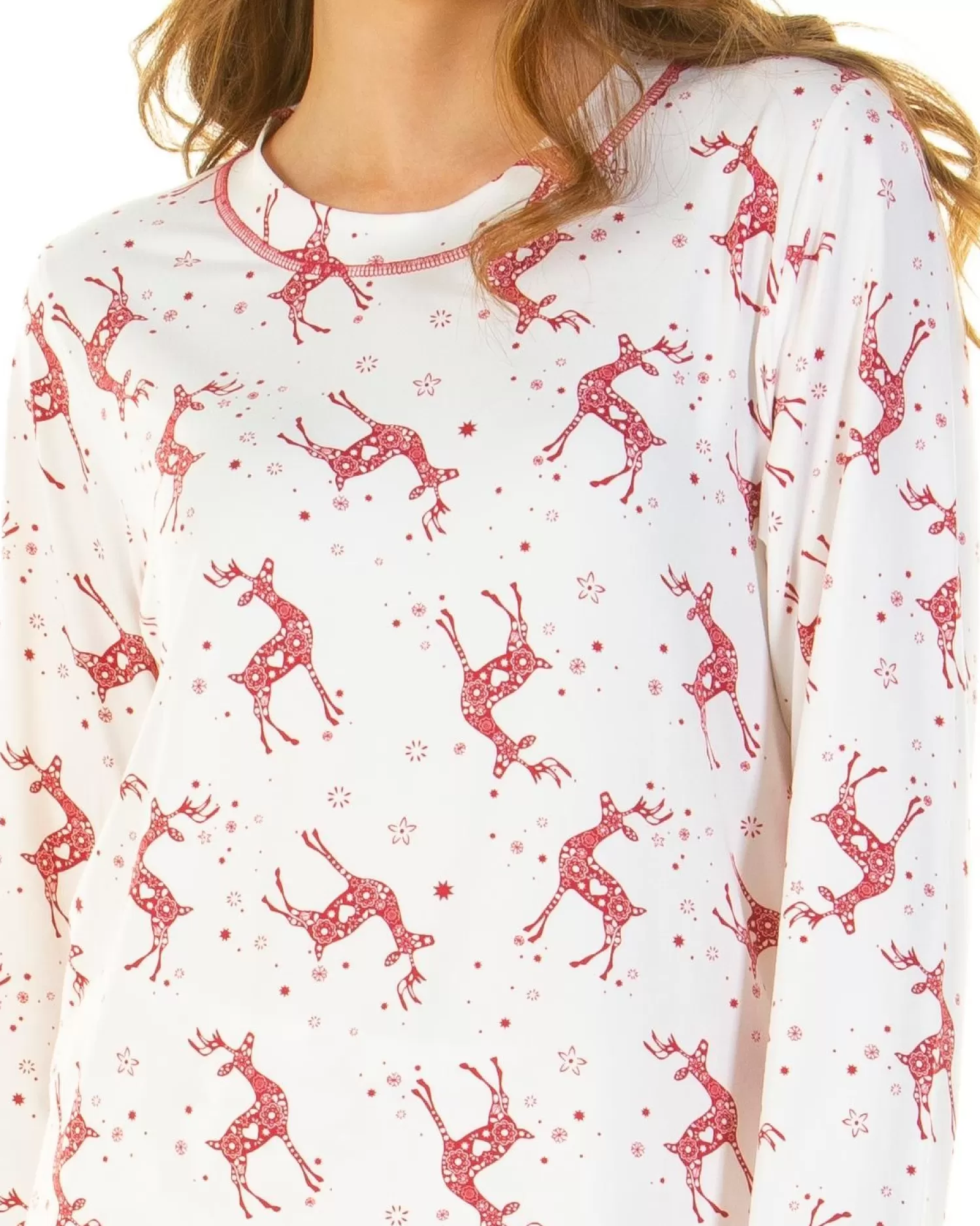 La Marquise Pyjamas | Festive Prints Pyjamas - Ivory Reindeers