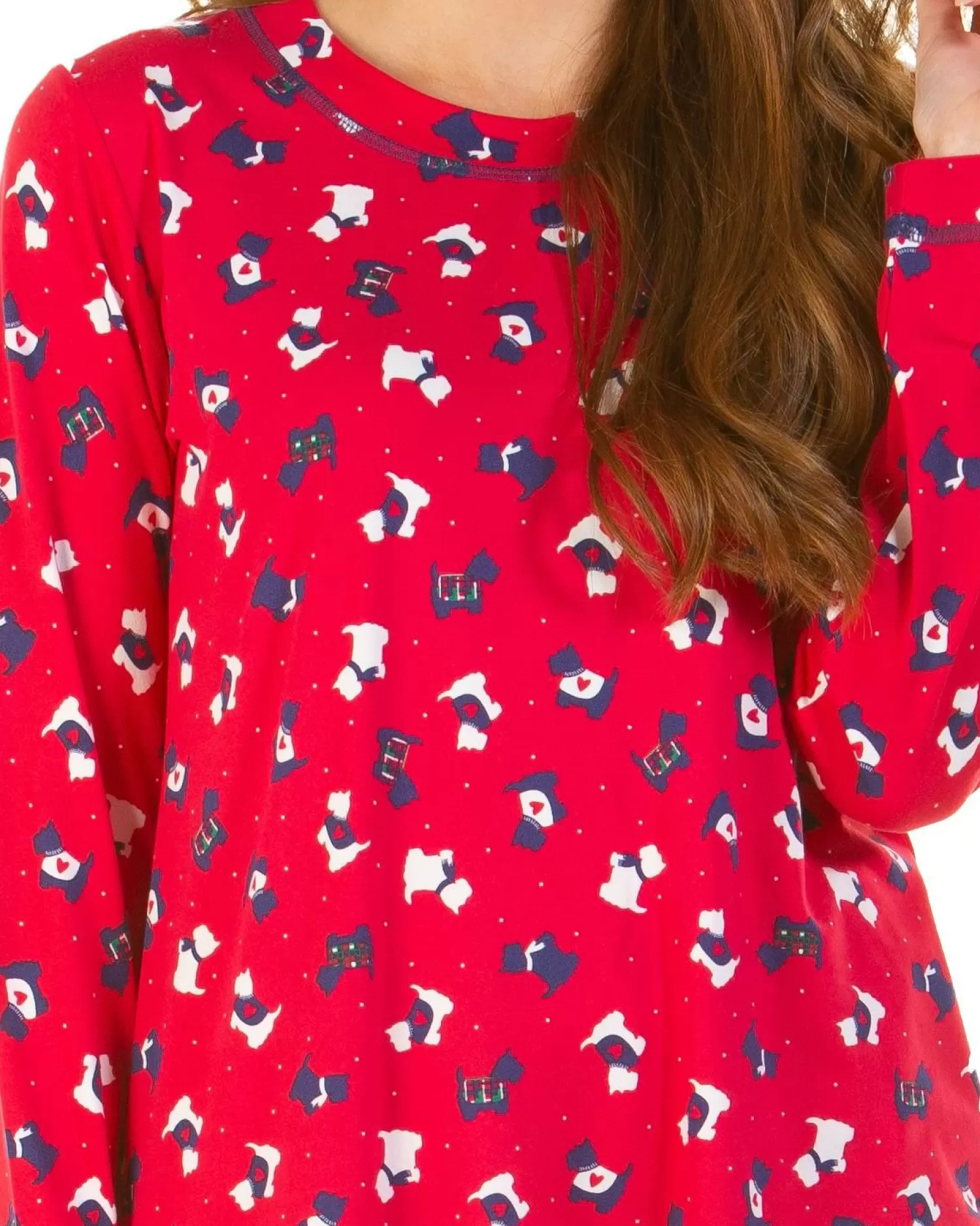 La Marquise Pyjamas | Festive Prints Pyjamas - Red Scotty Dogs