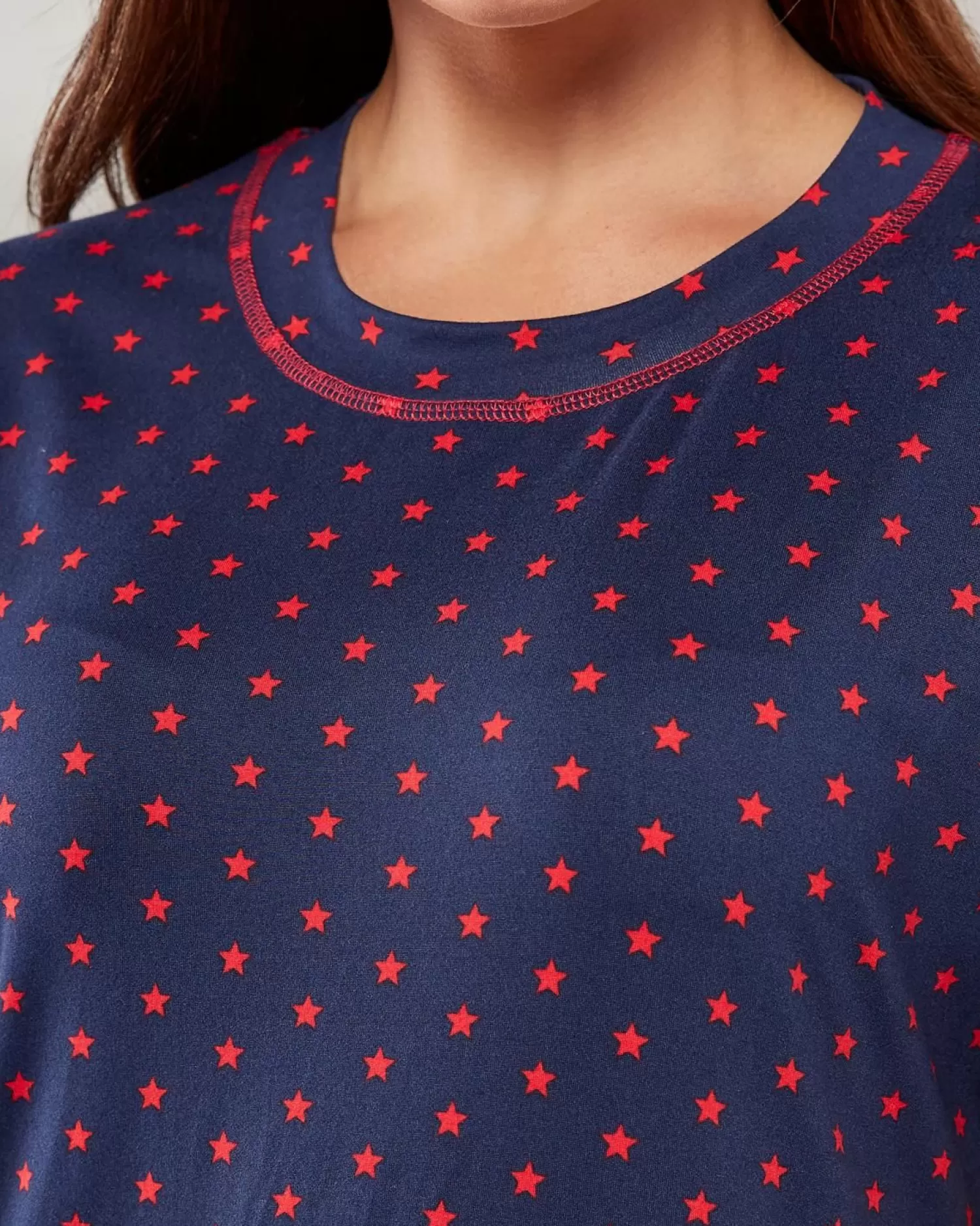 La Marquise Nighties | Festive Prints Short Sleeve Nightie - Navy Stars