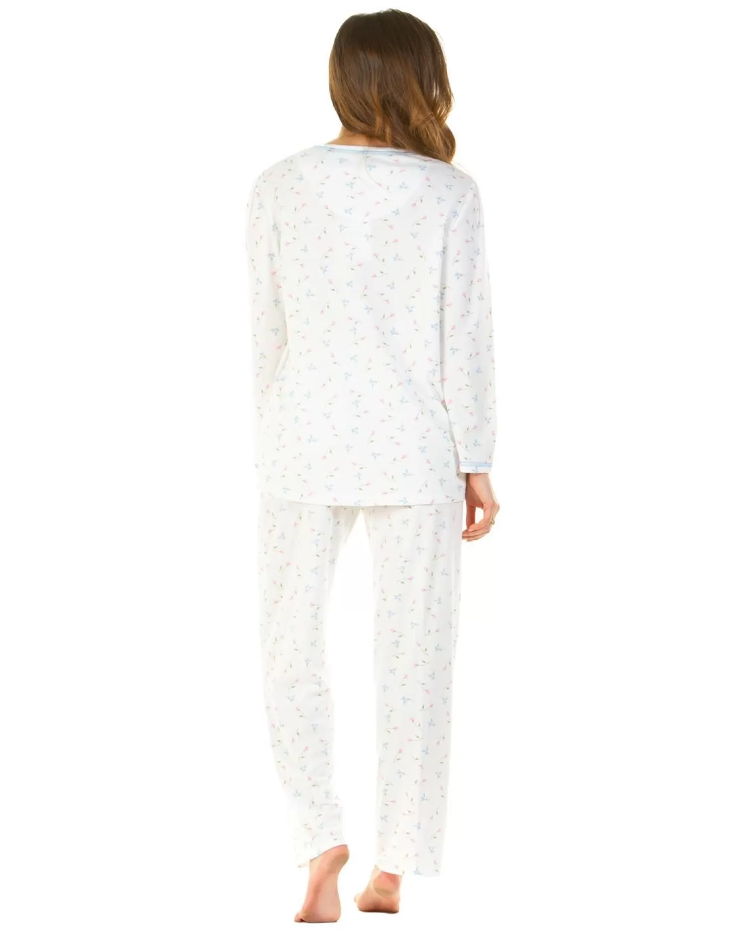 La Marquise Pyjamas | Flower Leaf Cuddleknit Pyjamas - Ivory