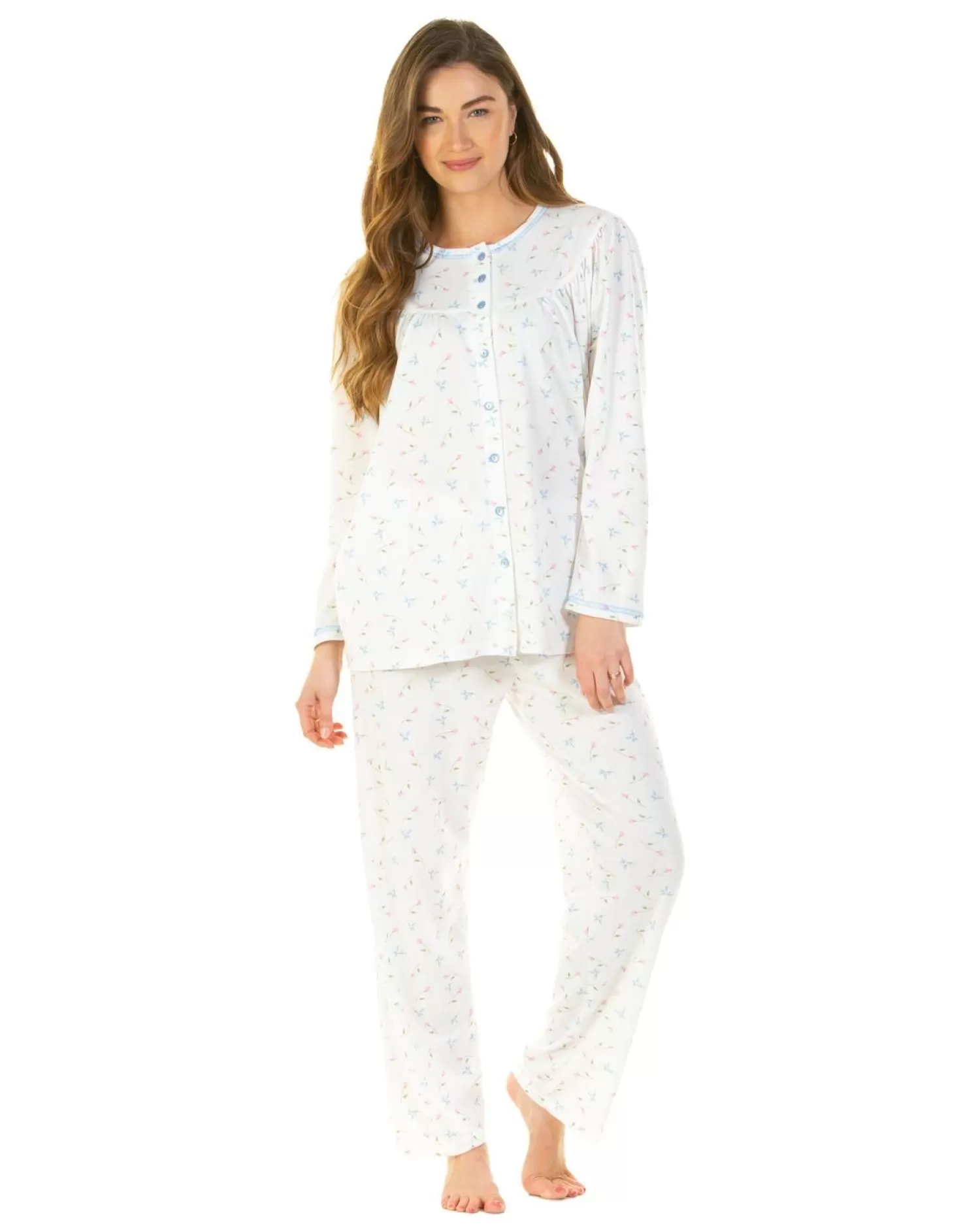 La Marquise Pyjamas | Flower Leaf Cuddleknit Pyjamas - Ivory