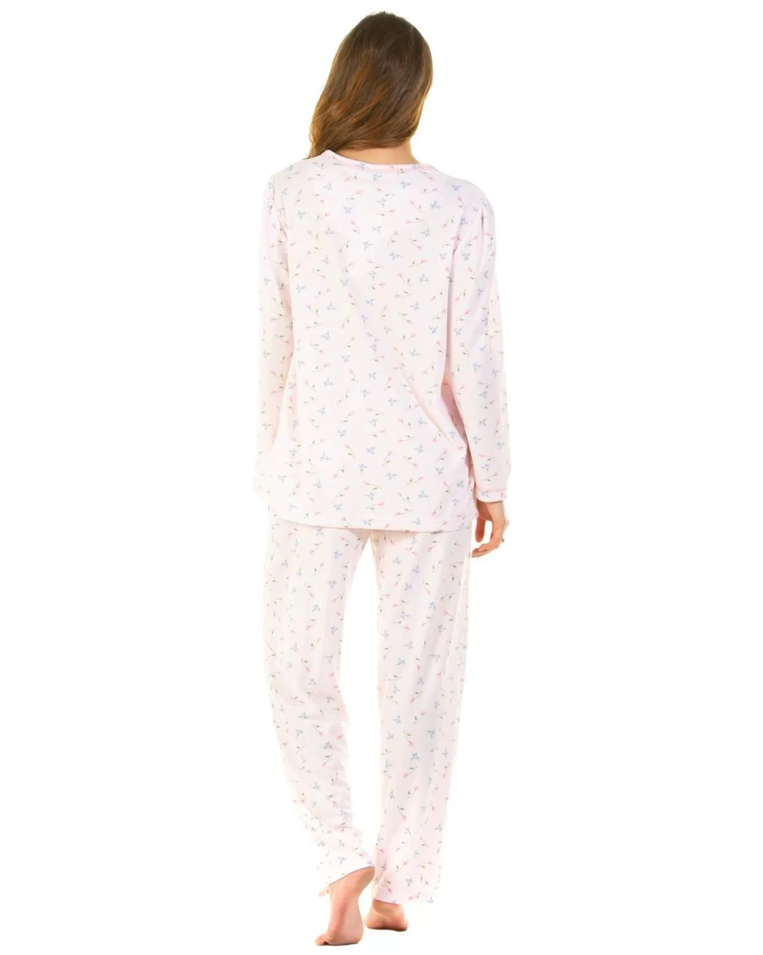 La Marquise Pyjamas | Flower Leaf Cuddleknit Pyjamas - Pink