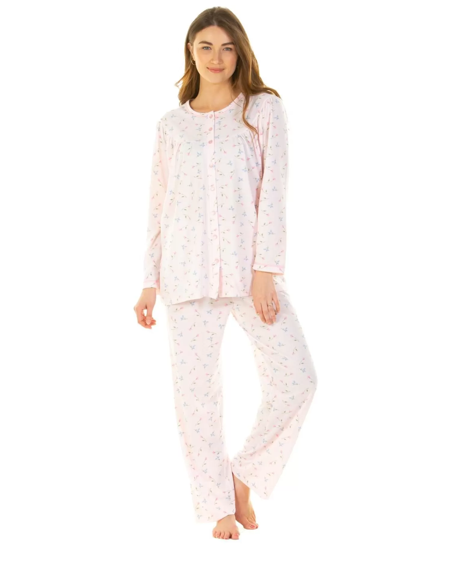 La Marquise Pyjamas | Flower Leaf Cuddleknit Pyjamas - Pink