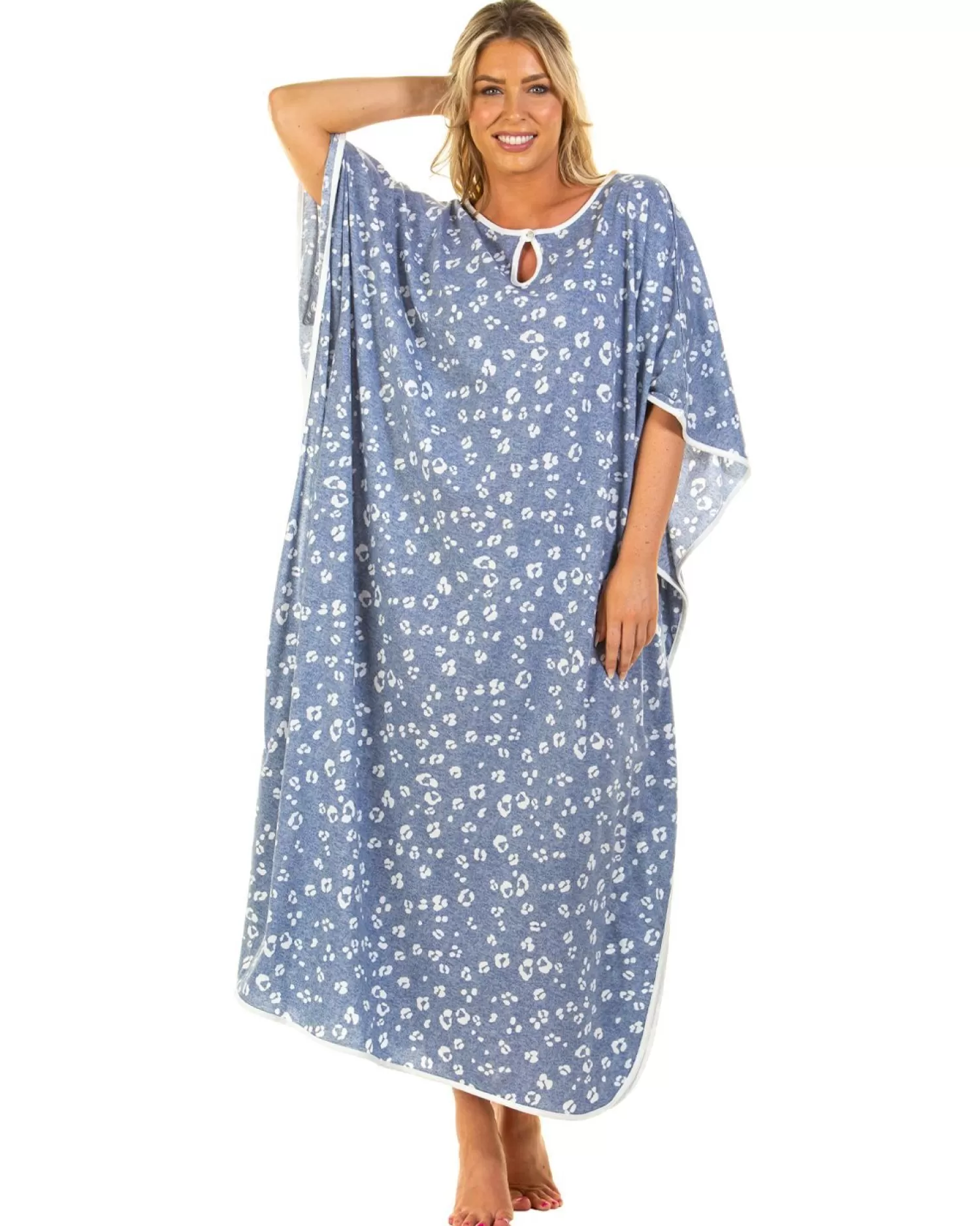 La Marquise Nighties | Heather Leopard Kaftan - Blue