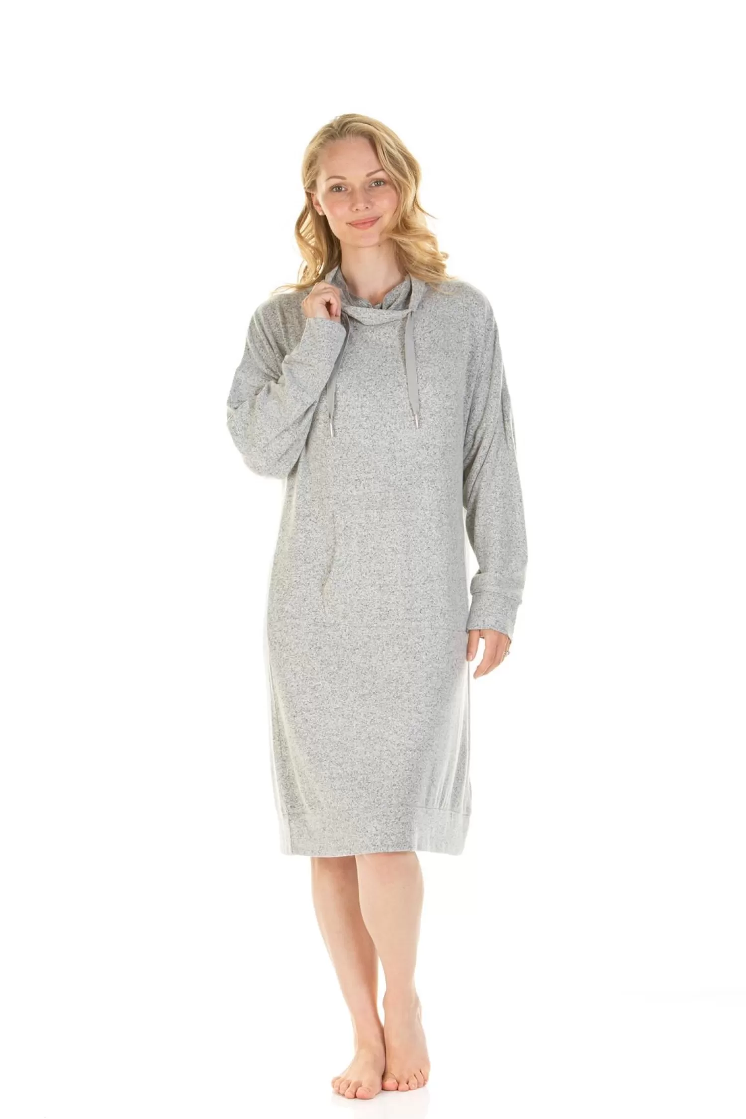 La Marquise Nighties | Lush Lounge Cloudknit Cowl Neck Nightie - Grey
